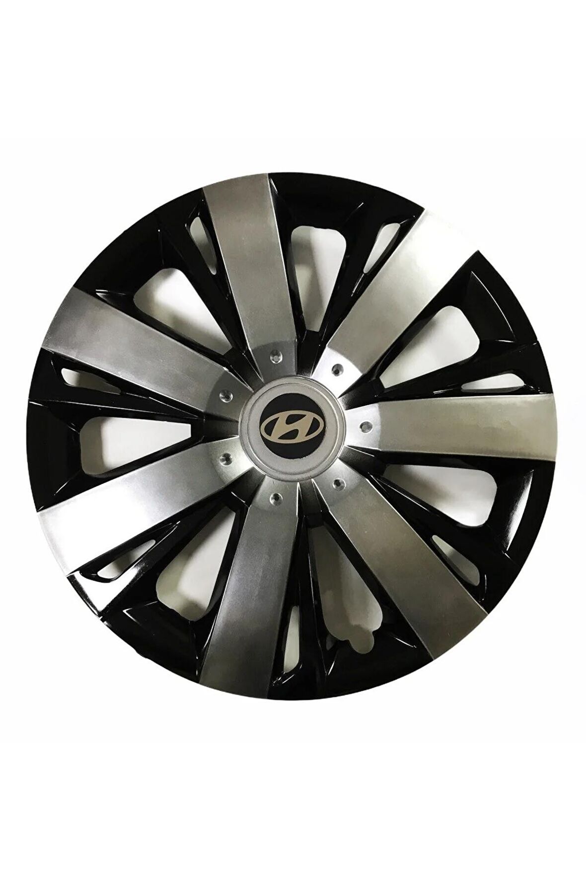 Hyundai Uyumlu 15 Inç Piano Black Siyah Beyaz Renkli Jant Kapağı 4 Adet