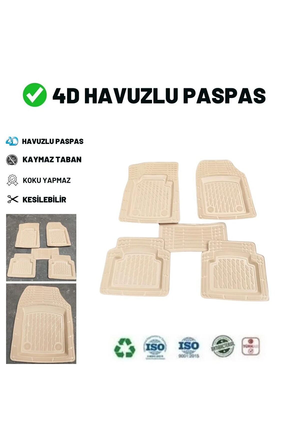 Tata Marina Uyumlu Bej Renk 5 parça 3D Paspas Takımı Yeni Model