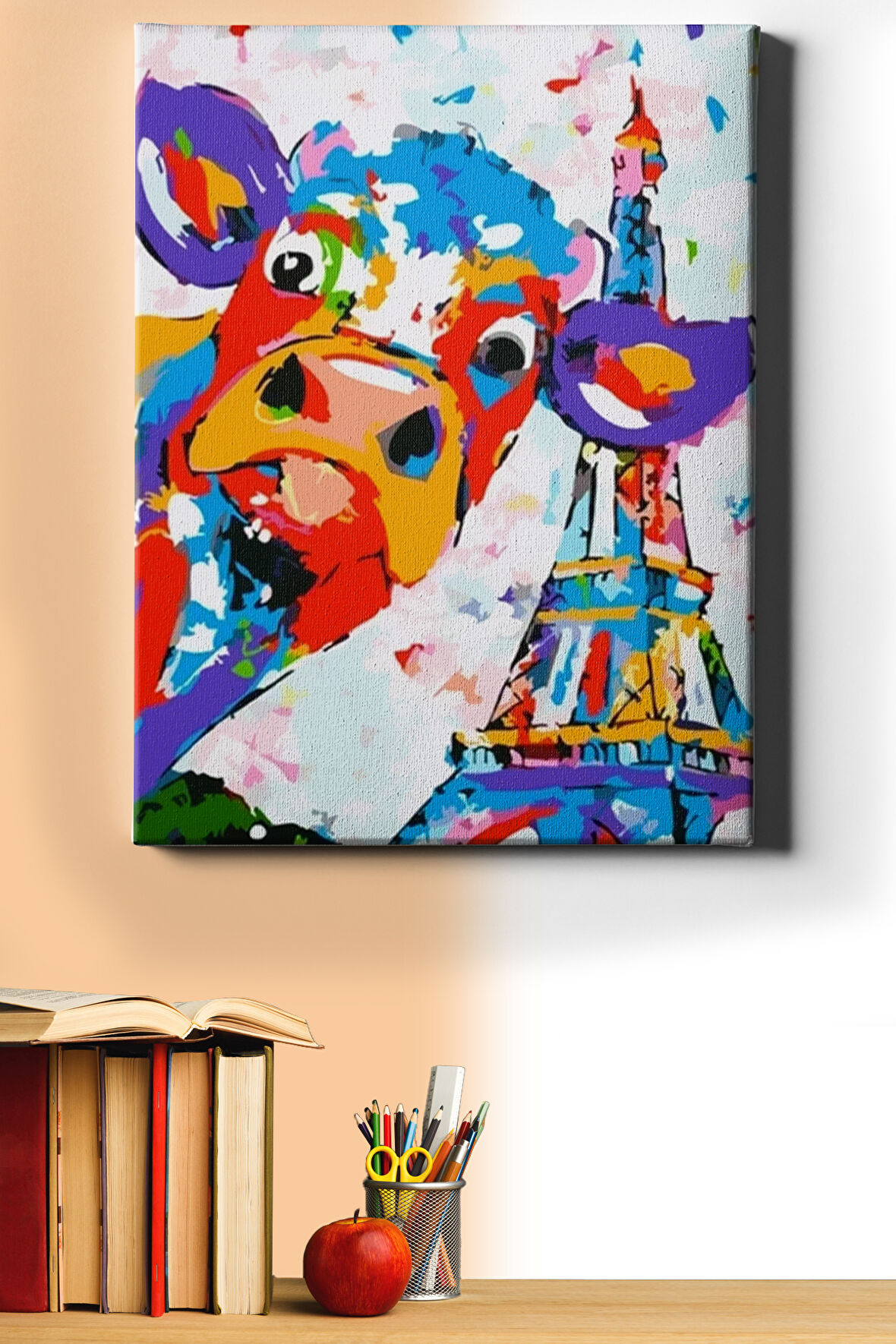 Sayılarla Boyama Seti Kasnaklı Inek Ve Eyfel 60 X 75 Cm