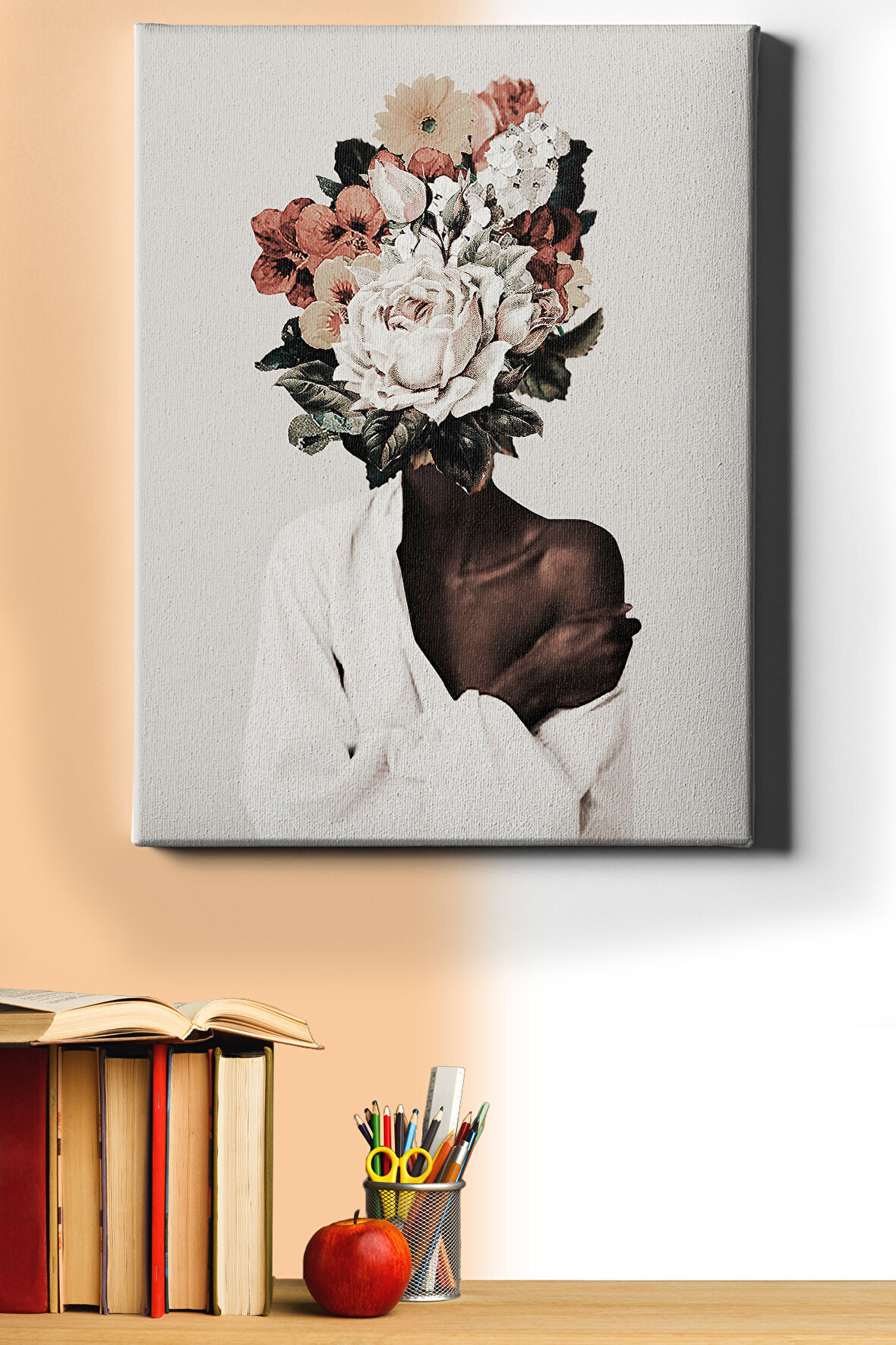 Sayılarla Boyama Seti Kasnaklı Afrikalı Kadın Ve Çiçekler 50 X 65 Cm