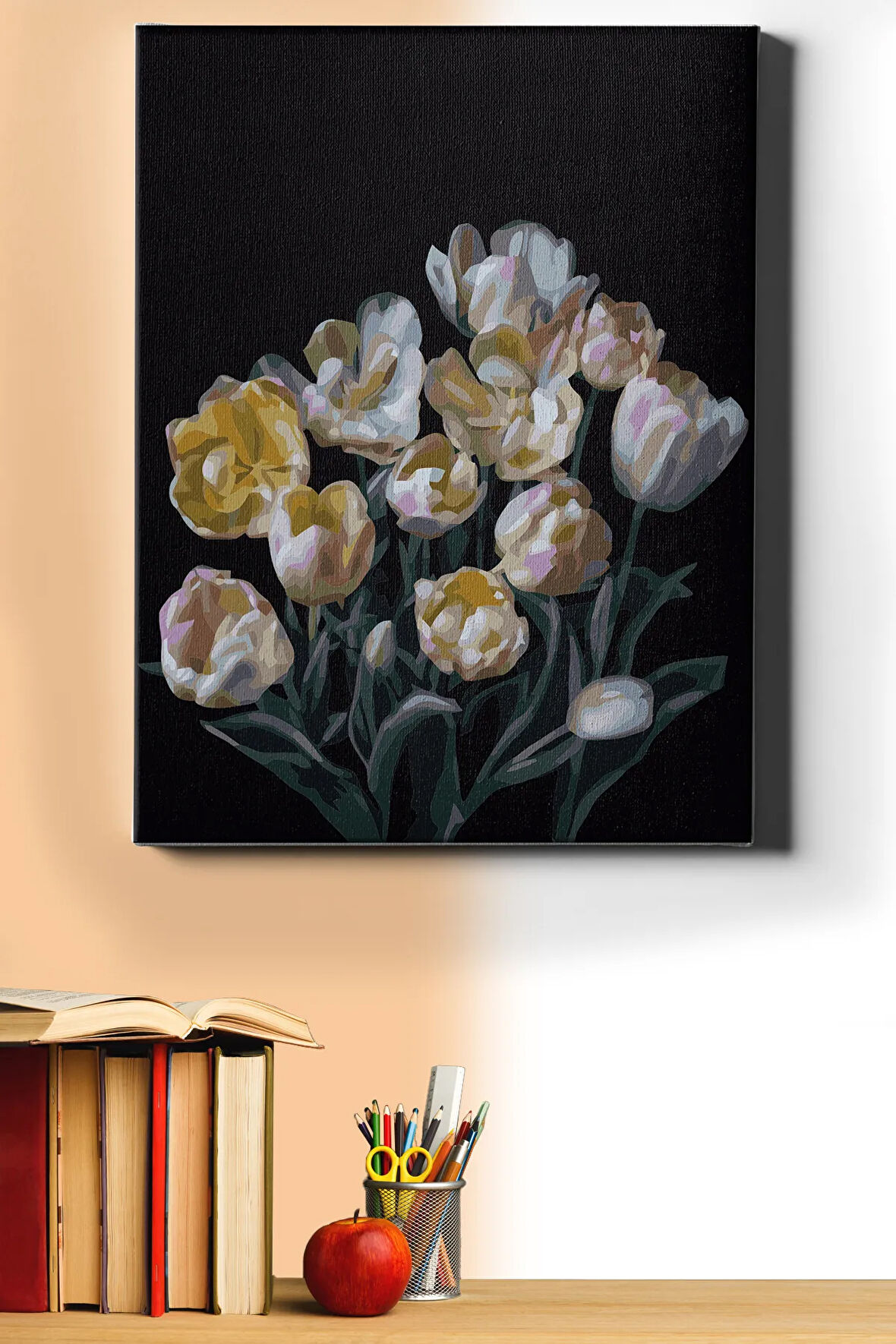 Sayılarla Boyama Seti Kasnaklı Yapay Çiçekler 40 X 50 Cm