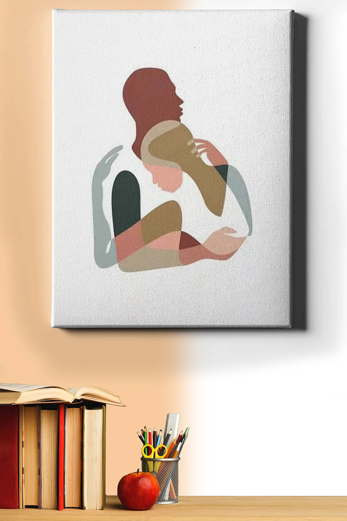 Sayılarla Boyama Seti Kasnaklı Minimal Sarılan Çift 40 X 50 Cm