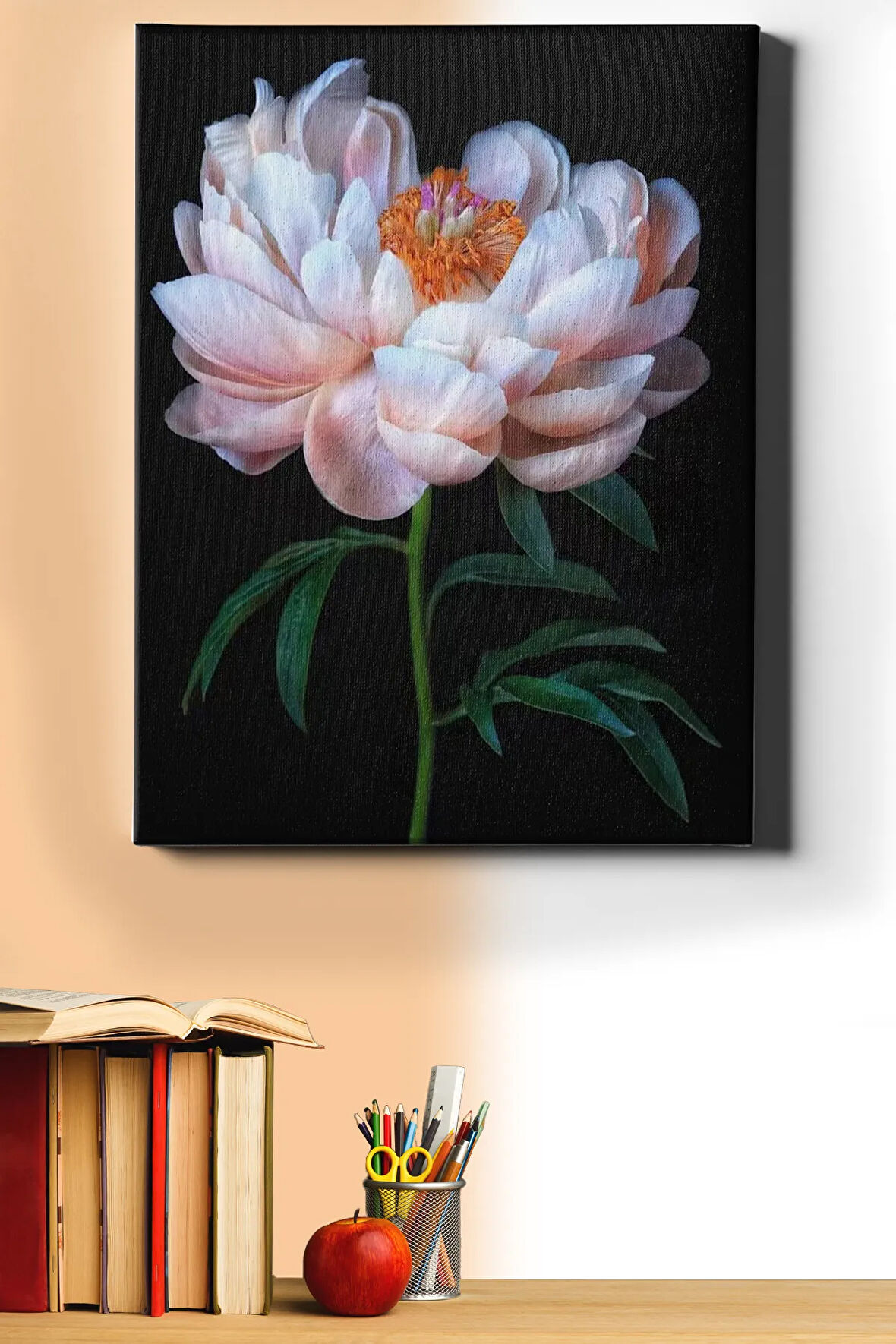 Sayılarla Boyama Seti Kasnaklı Beyaz Şakayık 60 X 75 Cm