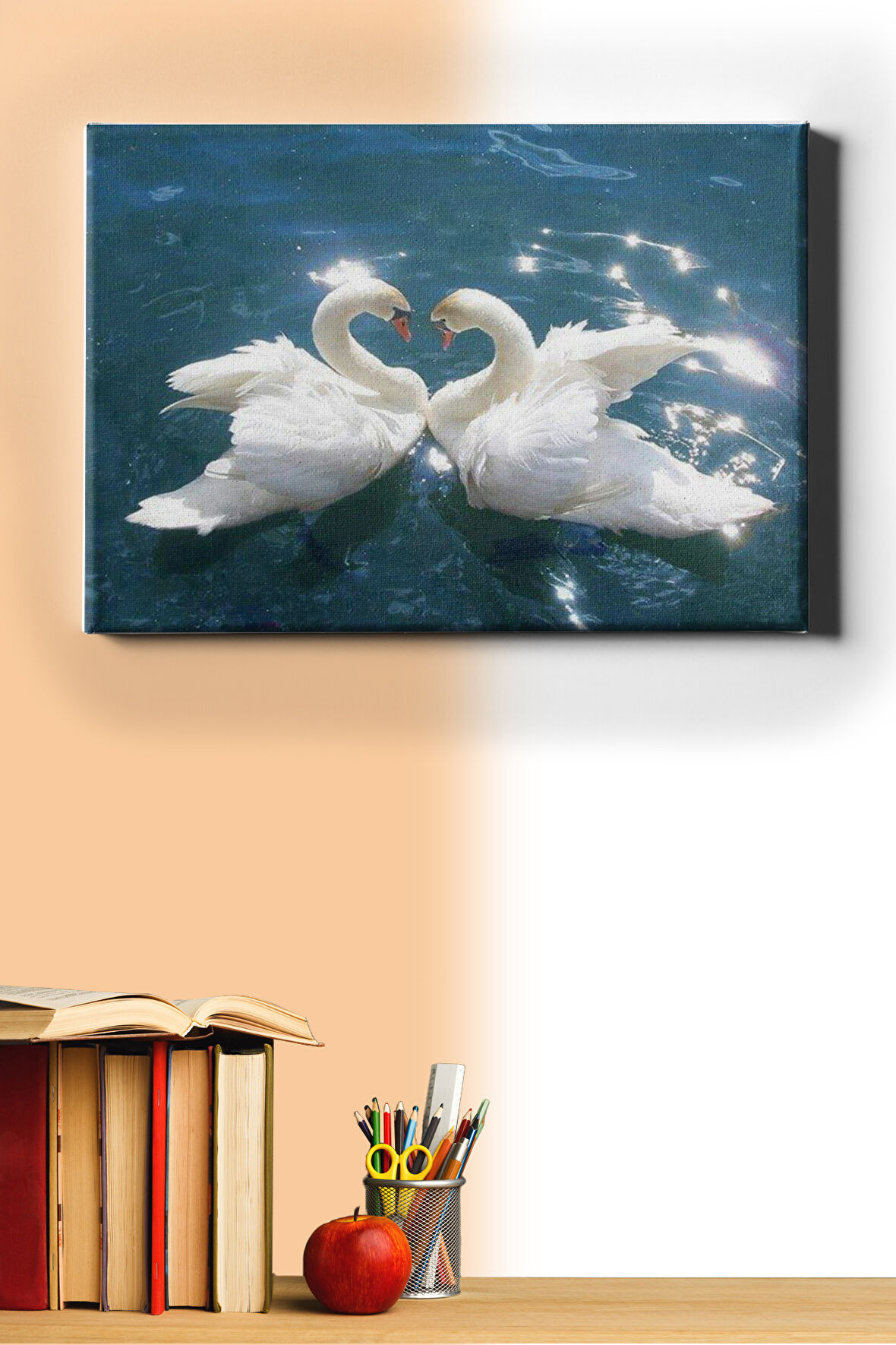 Sayılarla Boyama Seti Kasnaklı Kuğuların Saf Aşkı 60 X 75 Cm