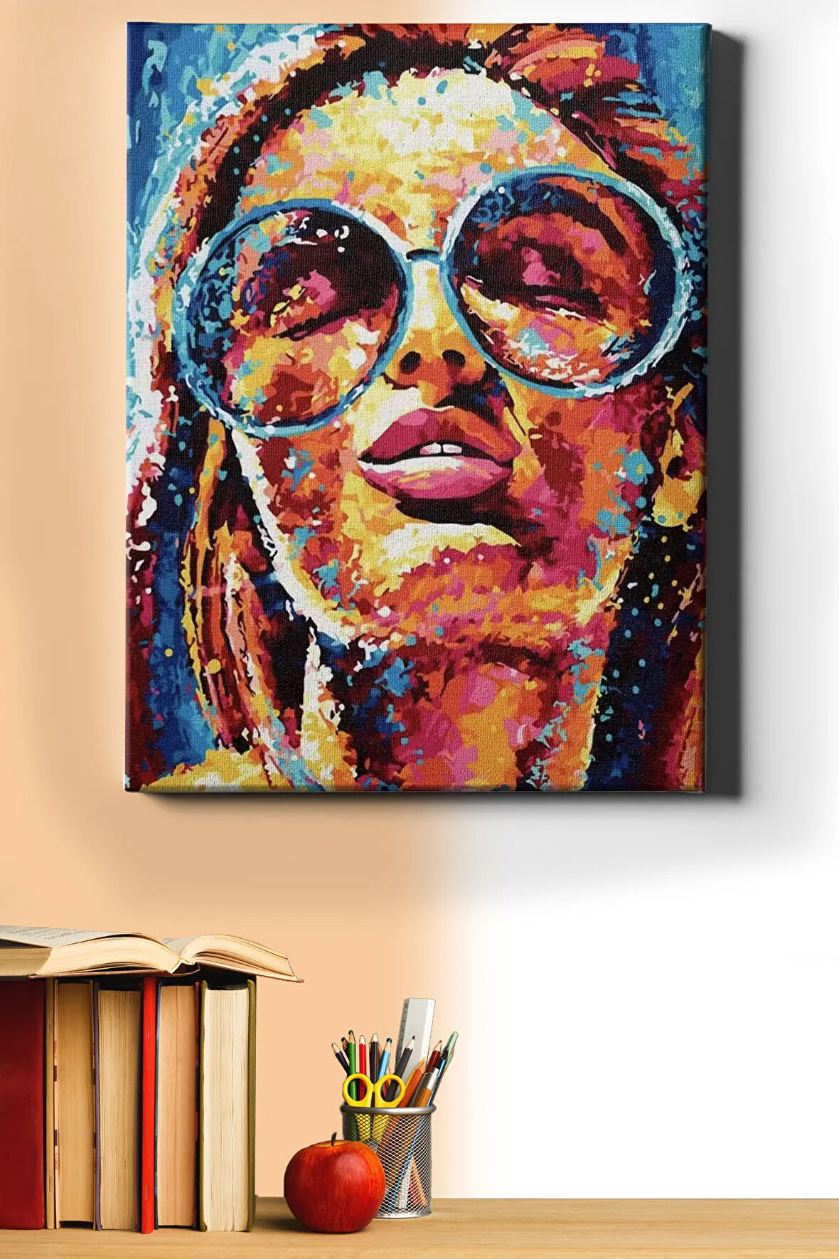 Sayılarla Boyama Seti Kasnaklı Gözlüklü Kadın 40 X 50 Cm