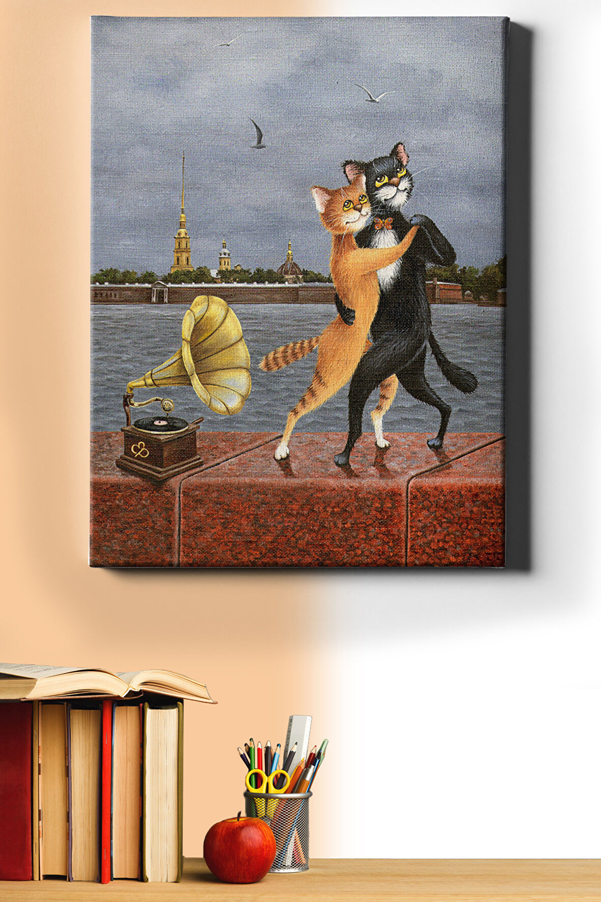 Sayılarla Boyama Seti Kasnaklı Aşık Kedilerin Dansı 50 X 65 Cm