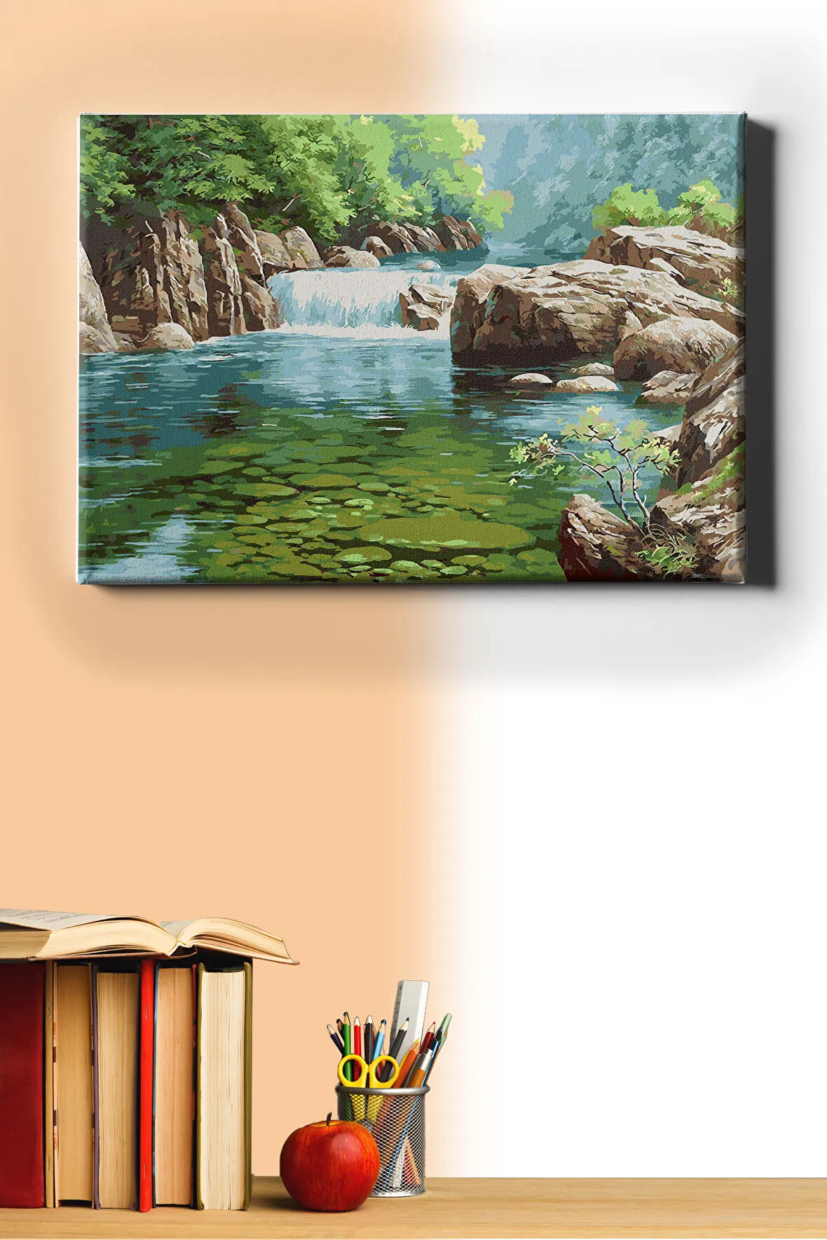 Sayılarla Boyama Seti Kasnaklı Nehirde Şelale 60 X 75 Cm
