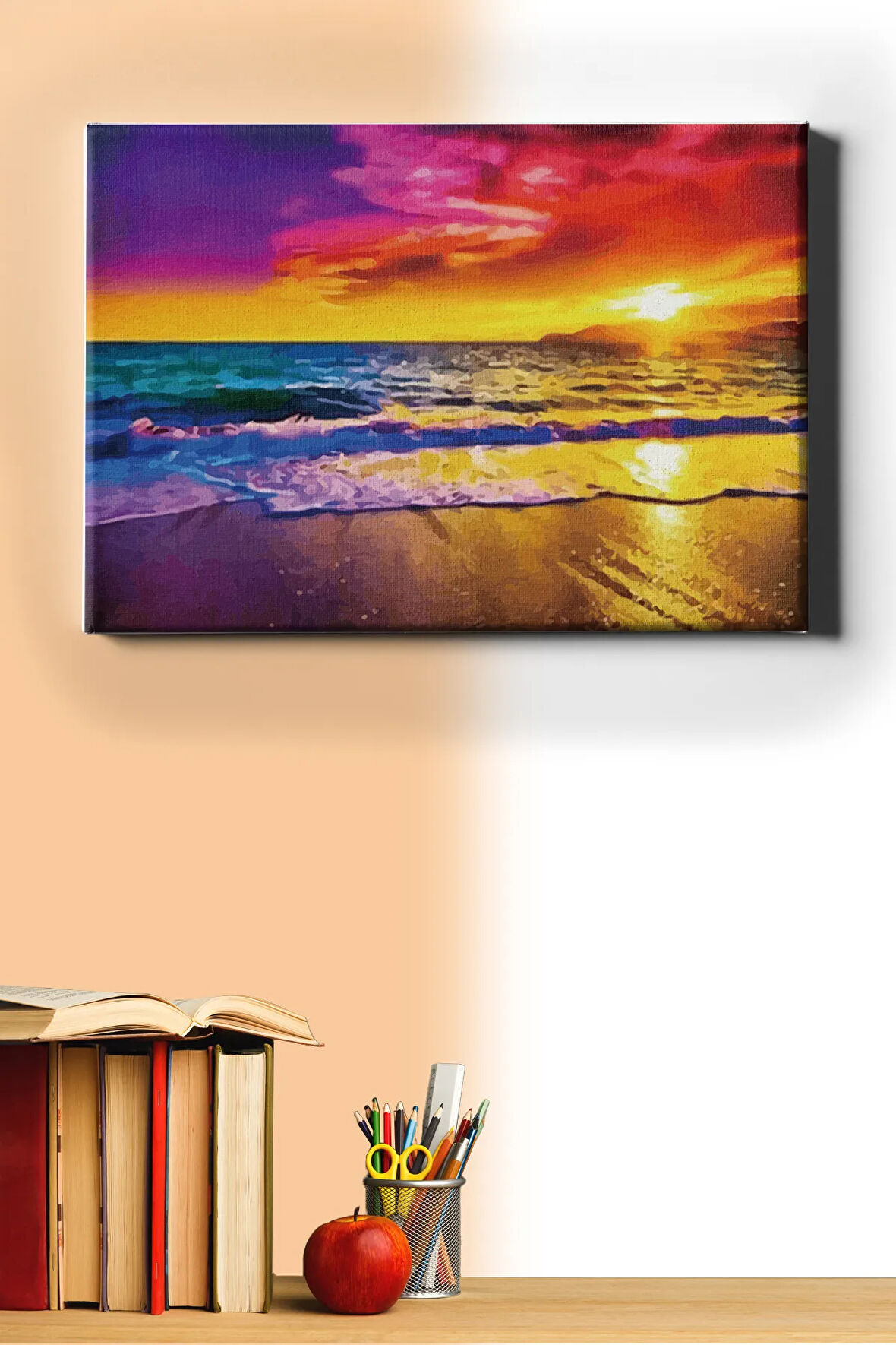 Sayılarla Boyama Seti Kasnaklı Dalgalar Ve Günbatımı 40 X 50 Cm