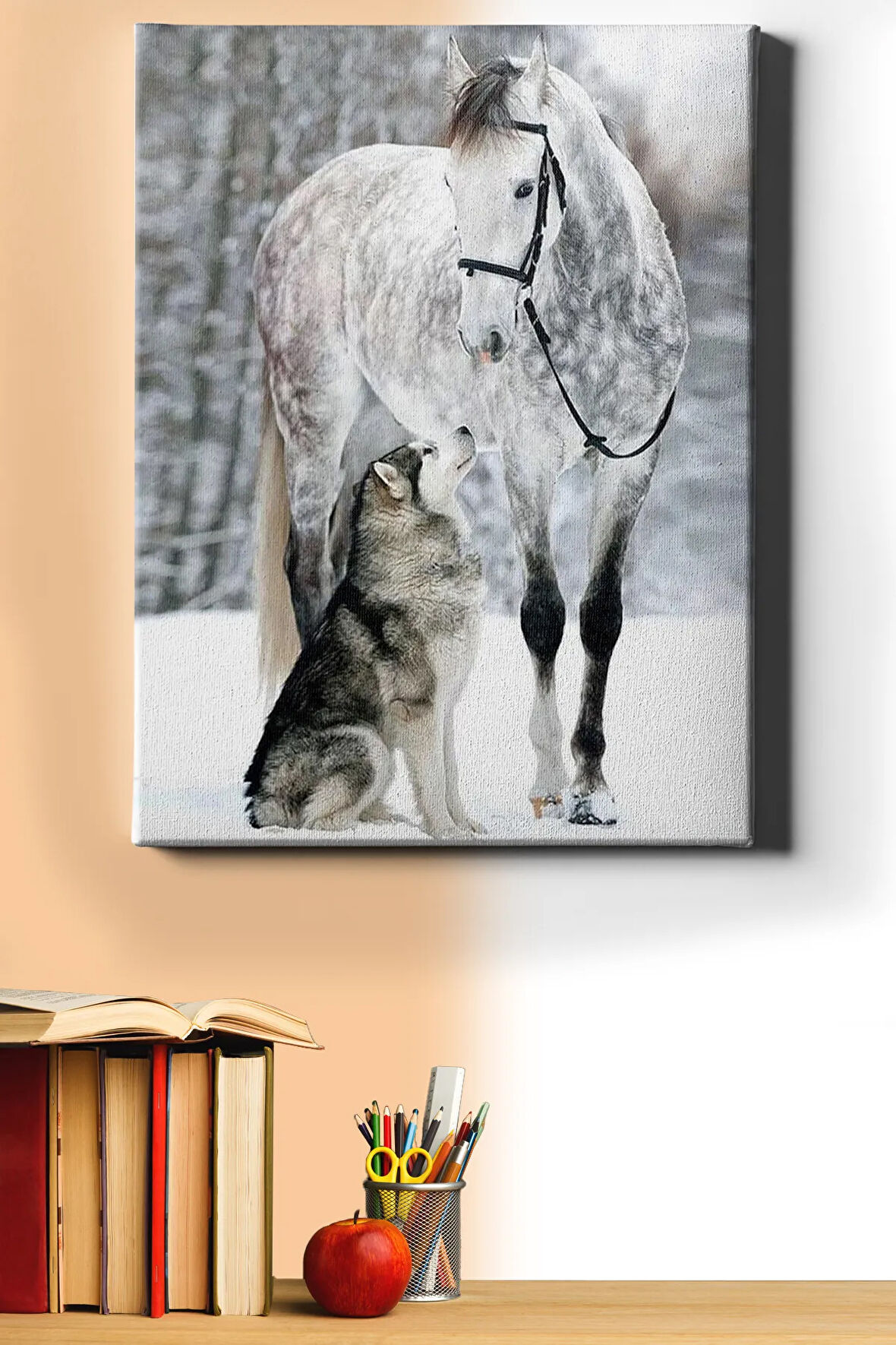 Sayılarla Boyama Seti Kasnaklı Benekli At Ve Kurt 50 X 65 Cm