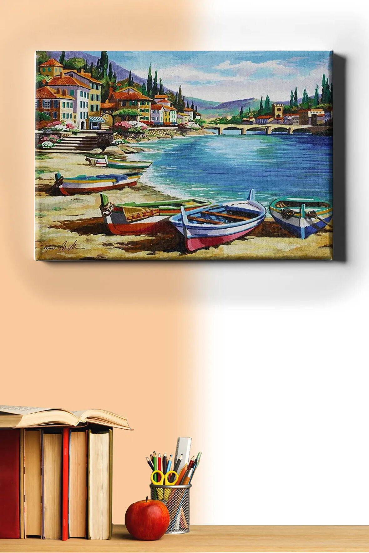 Sayılarla Boyama Seti Kasnaklı Sahil Kasabası 60 X 75 Cm