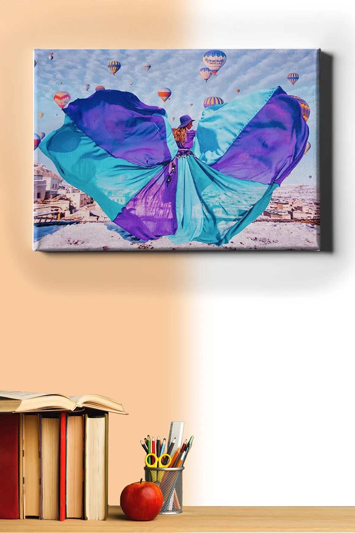 Sayılarla Boyama Seti Kasnaklı Uçan Balonlar Ve Kadın 50 X 65 Cm