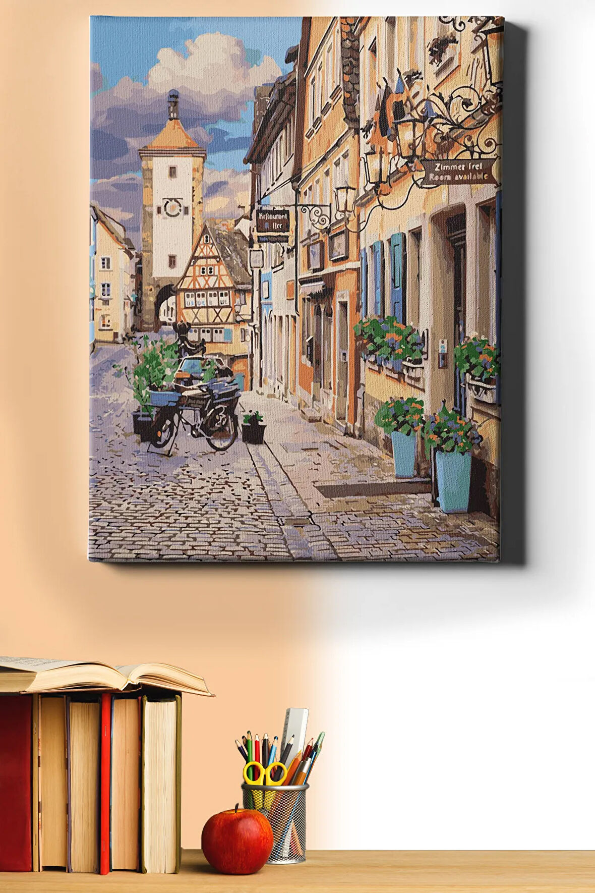 Sayılarla Boyama Seti Kasnaklı Bavyera'da Bir Sokak 60 X 75 Cm