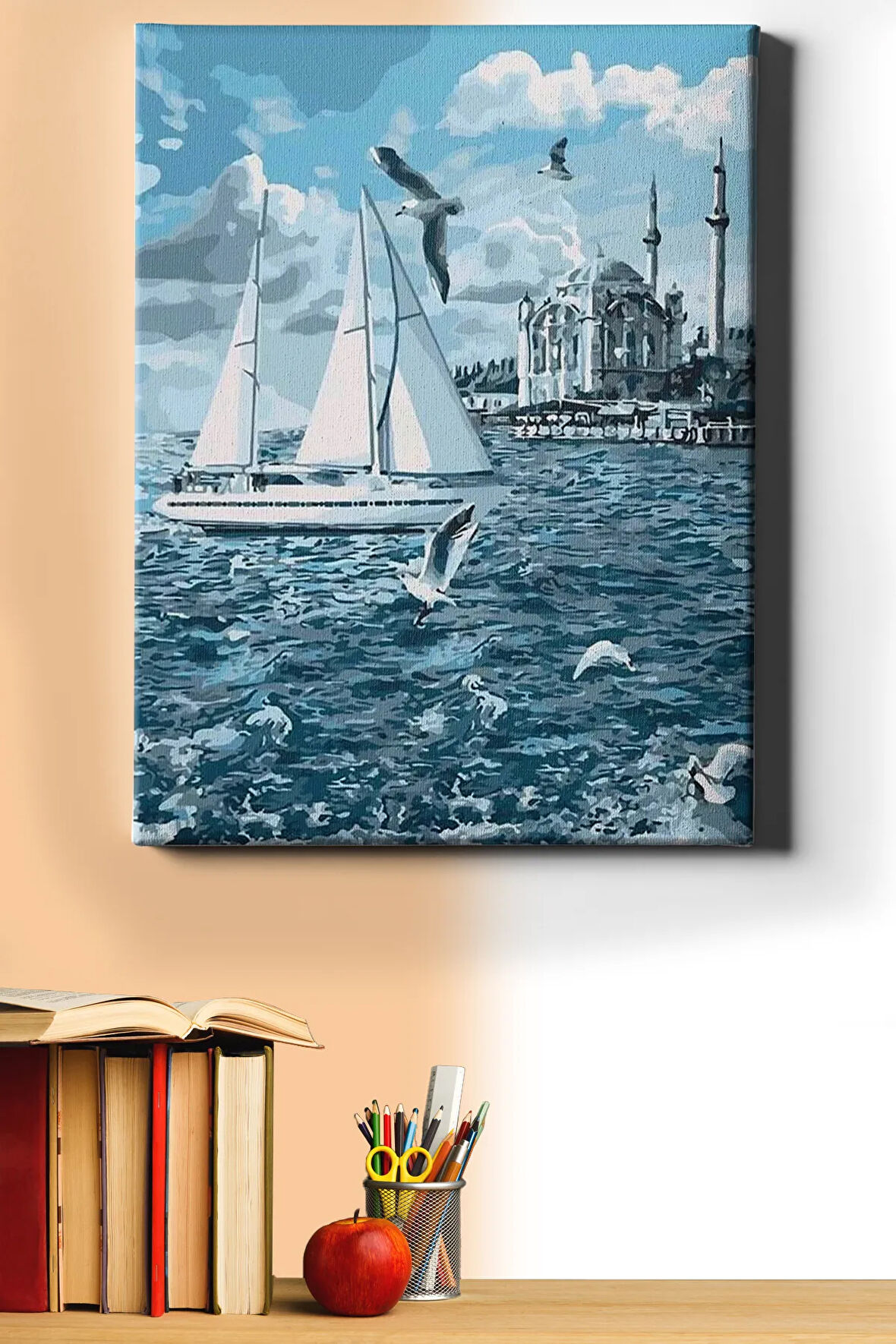 Sayılarla Boyama Seti Kasnaklı Ortaköy'de Yelkenli 60 X 75 Cm