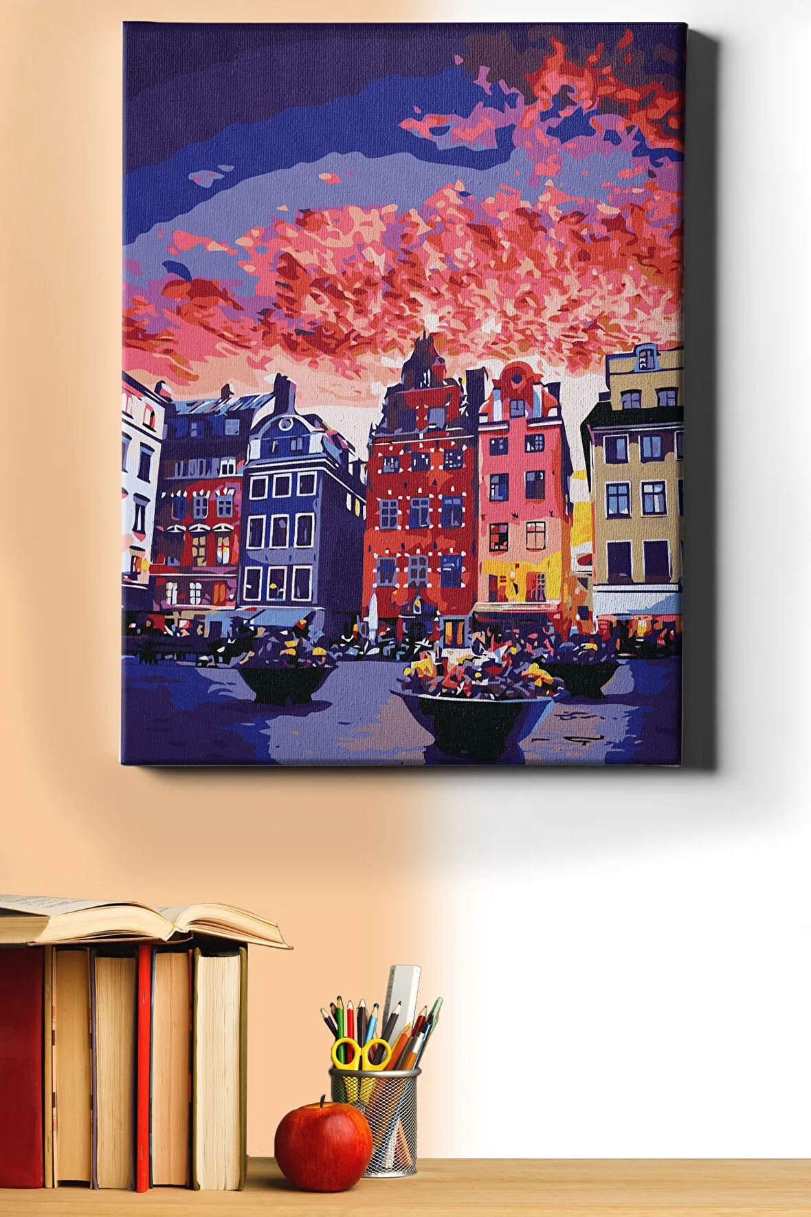 Sayılarla Boyama Seti Kasnaklı Apartmanlar Ve Gökyüzü 50 X 65 Cm