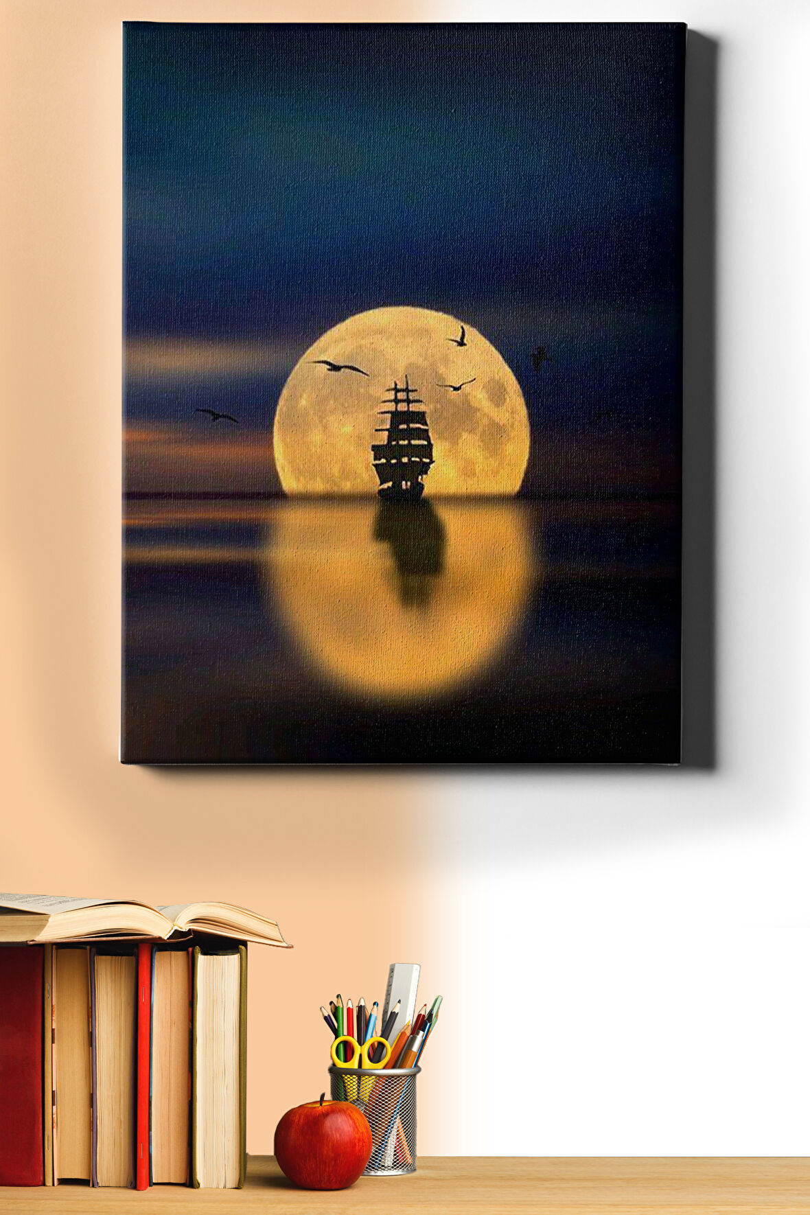 Sayılarla Boyama Seti Kasnaklı Dolunayve Gemi 60 X 75 Cm