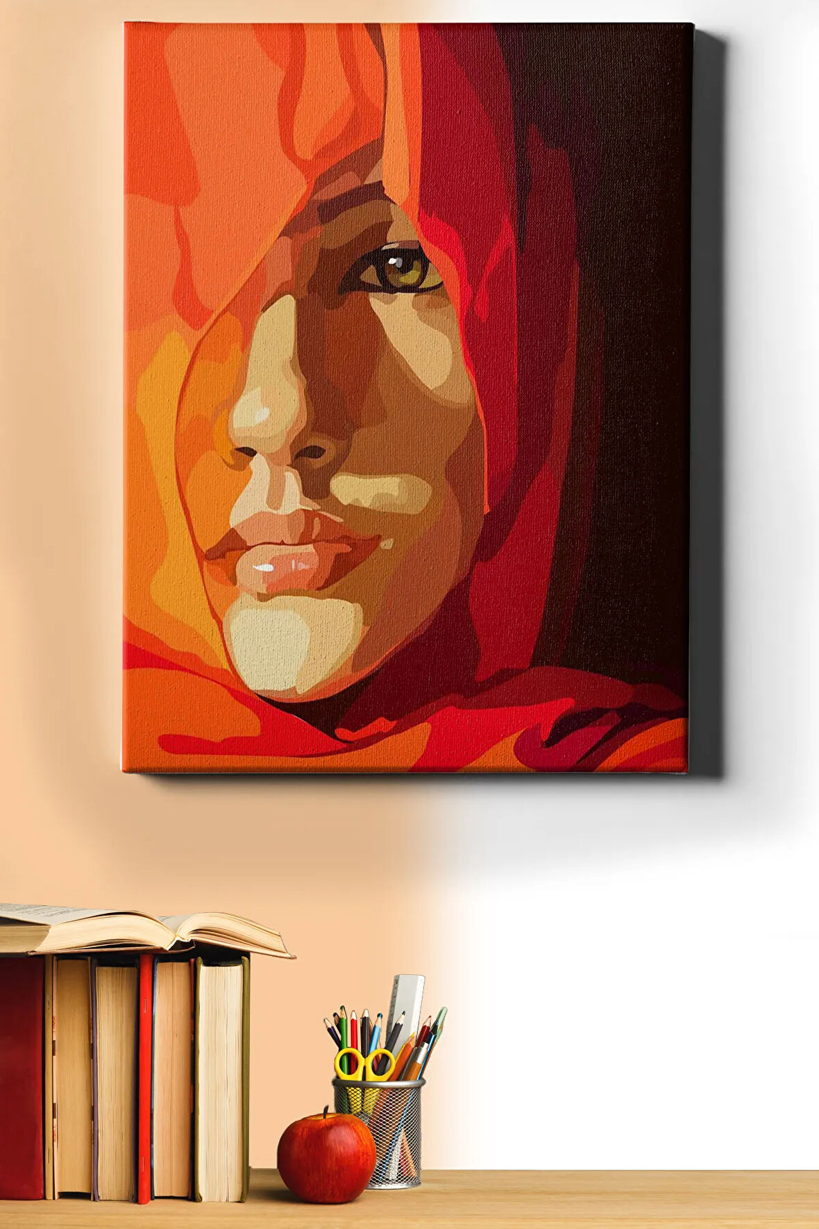 Sayılarla Boyama Seti Kasnaklı Kırmızılar Arkasında 60 X 75 Cm