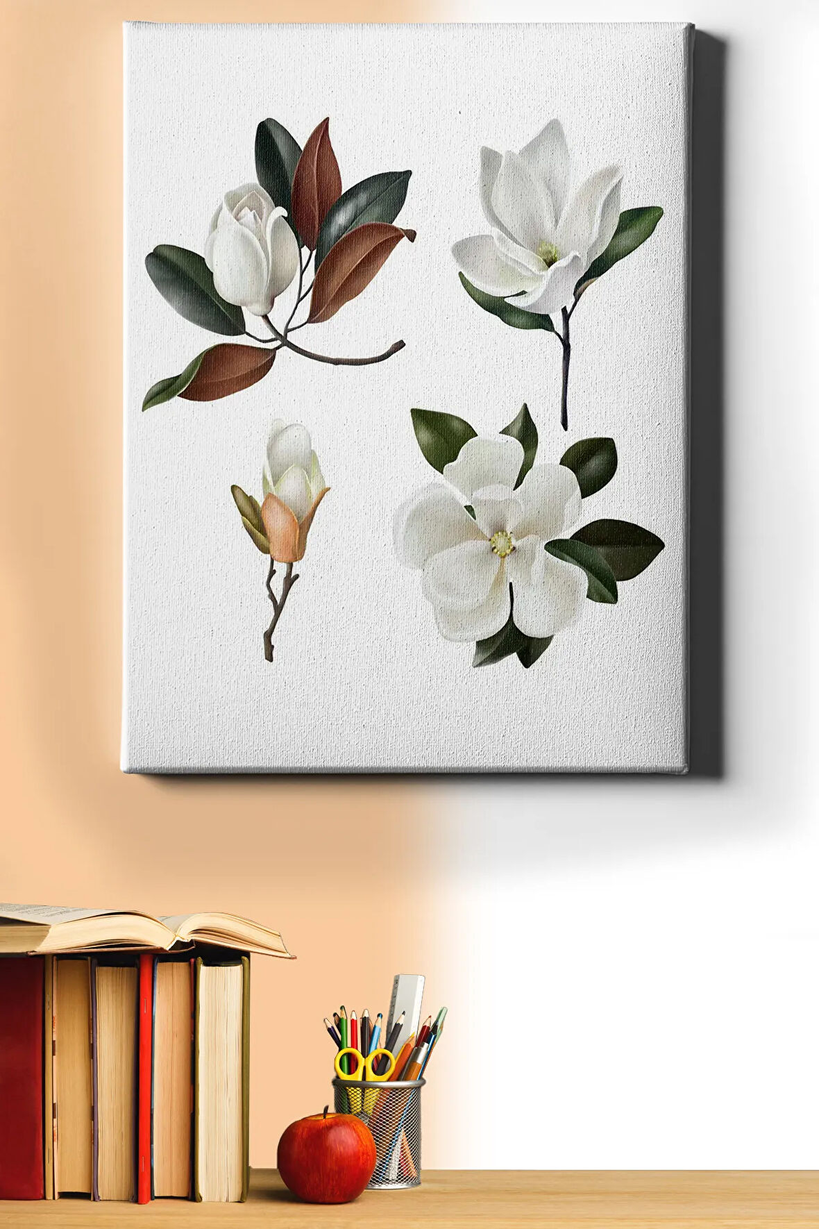 Sayılarla Boyama Seti Kasnaklı Beyaz Çiçekler 60 X 75 Cm