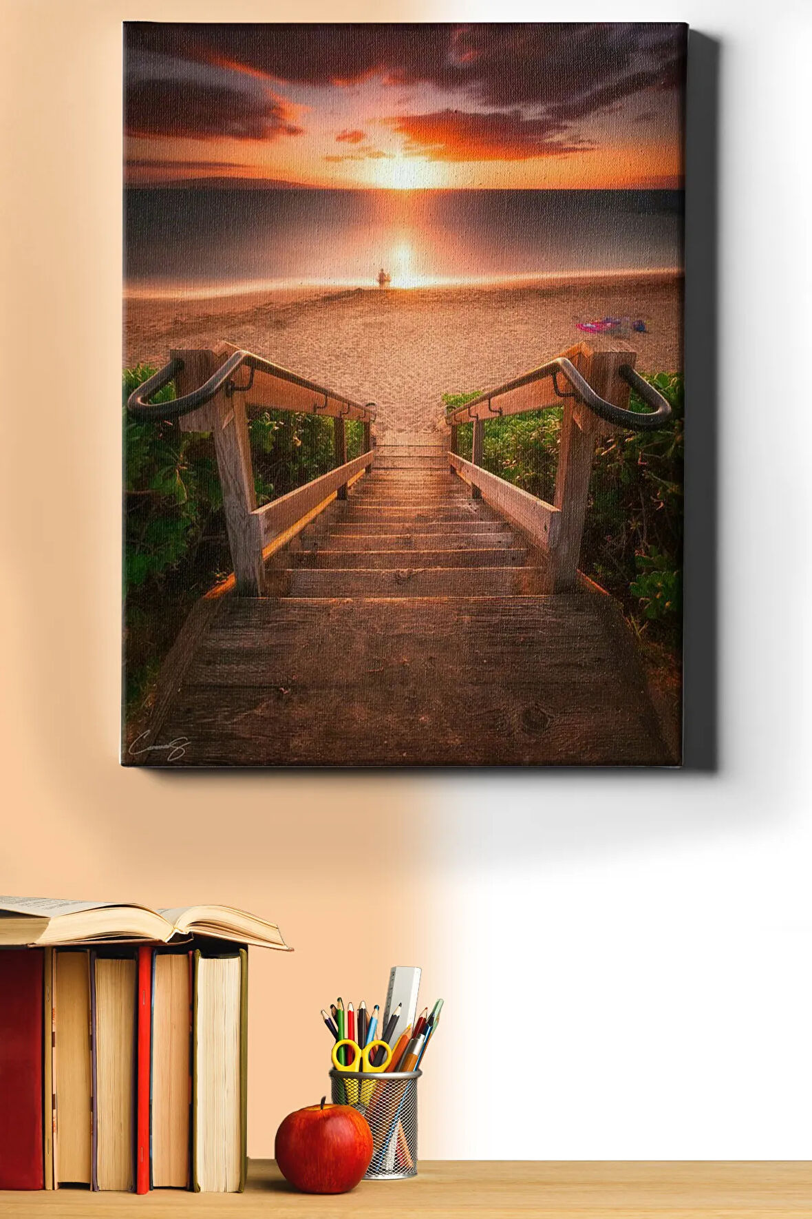 Sayılarla Boyama Seti Kasnaklı Sahilde Gün Batarken 60 X 75 Cm