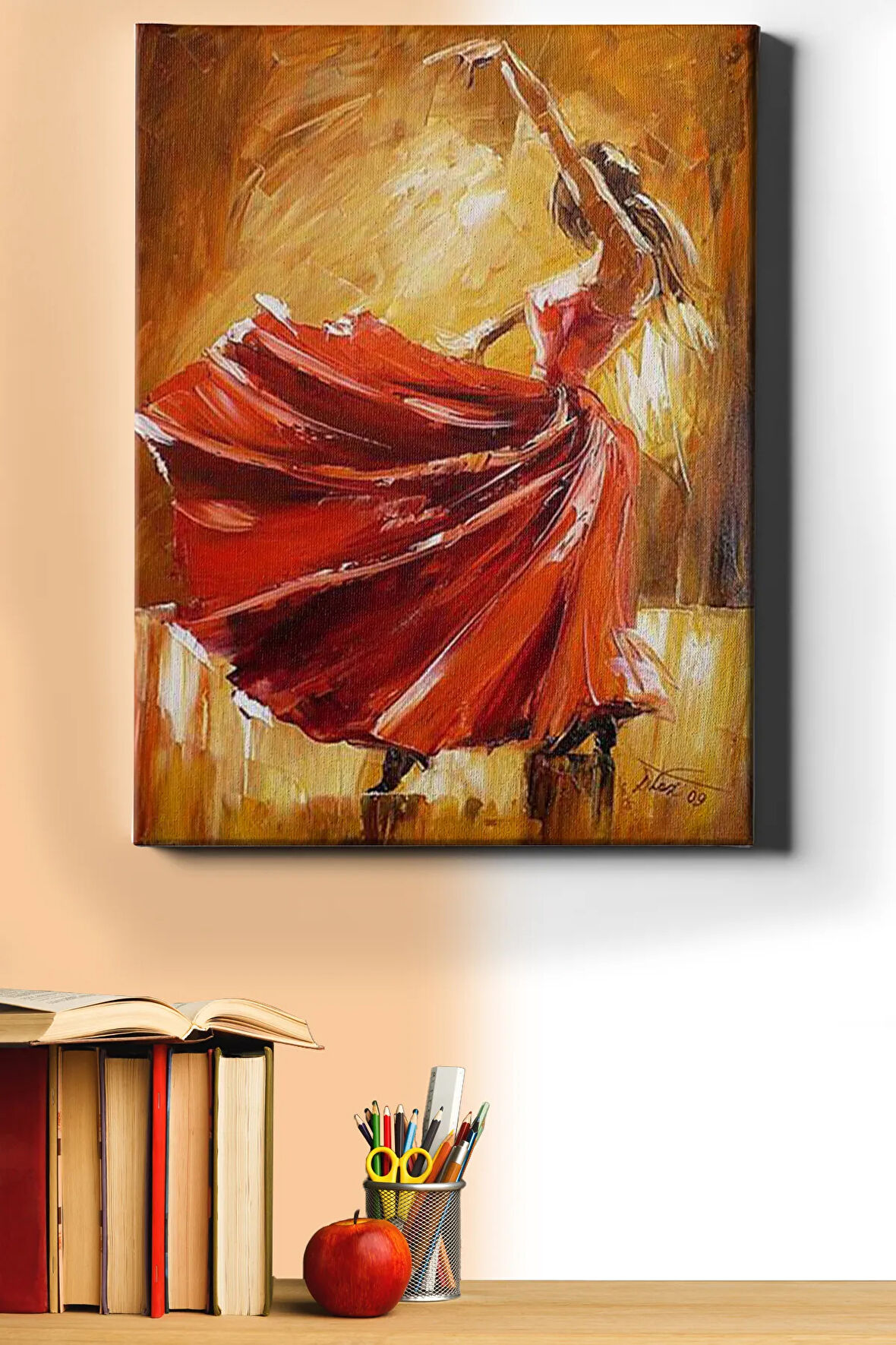 Sayılarla Boyama Seti Kasnaklı Kırmızılı Balerin 2 40 X 50 Cm