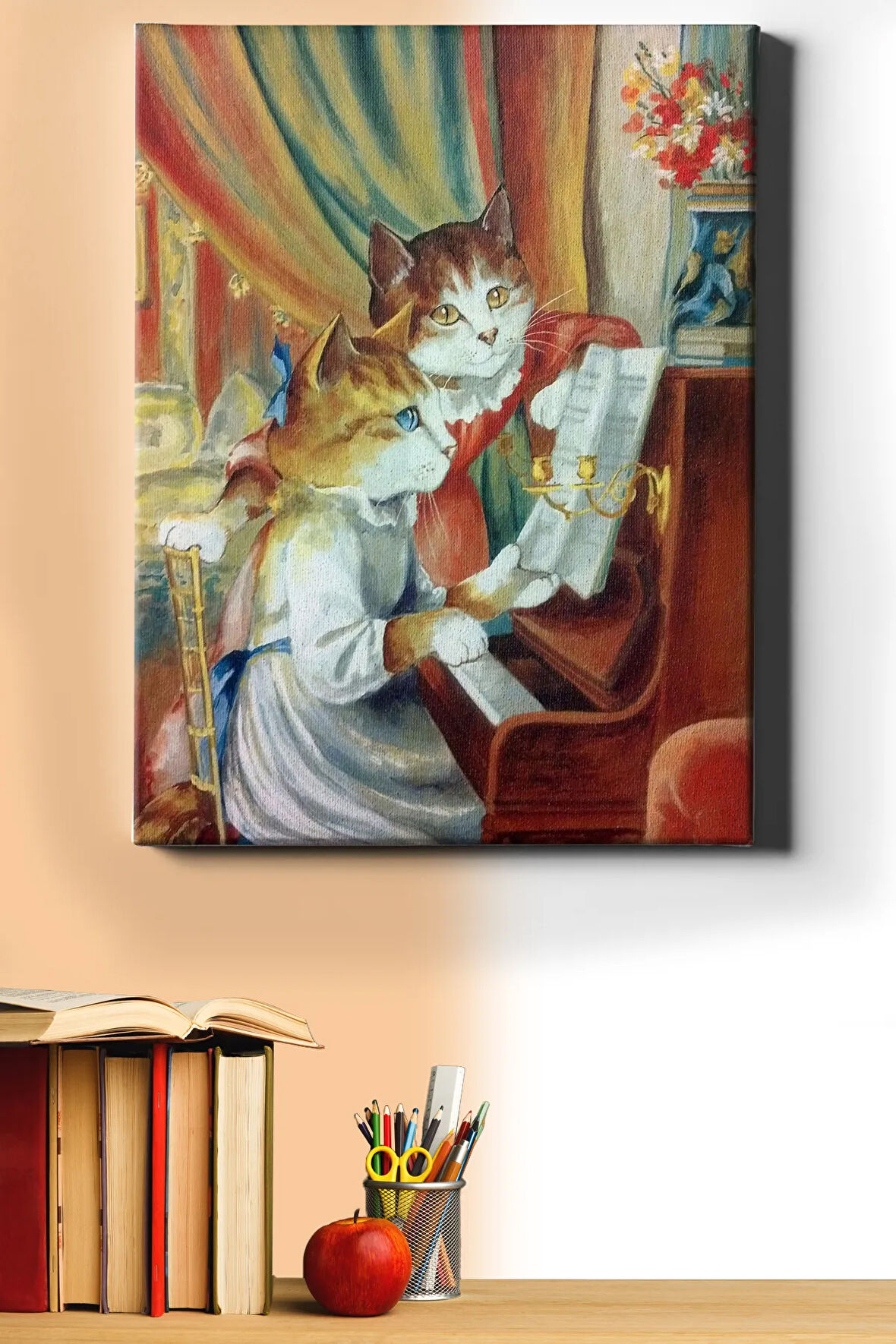 Sayılarla Boyama Seti Kasnaklı Piyanist Kedi 60 X 75 Cm