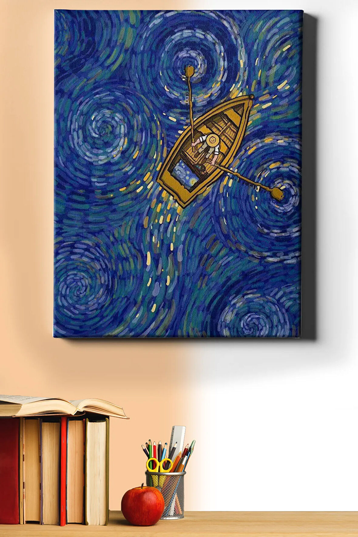 Sayılarla Boyama Seti Kasnaklı Kayıkytaki Van Gogh 60 X 75 Cm