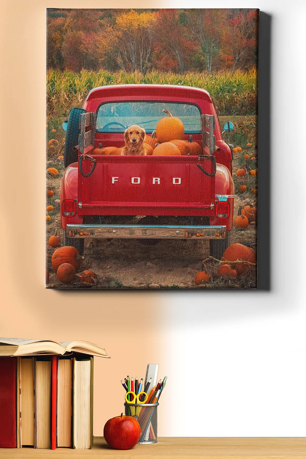 Sayılarla Boyama Seti Kasnaklı Bal Kabakları Arasında Köpek 40 X 50 Cm