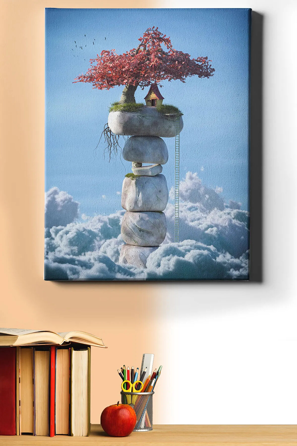 Sayılarla Boyama Seti Kasnaklı Taşların Üstünde Ev 60 X 75 Cm