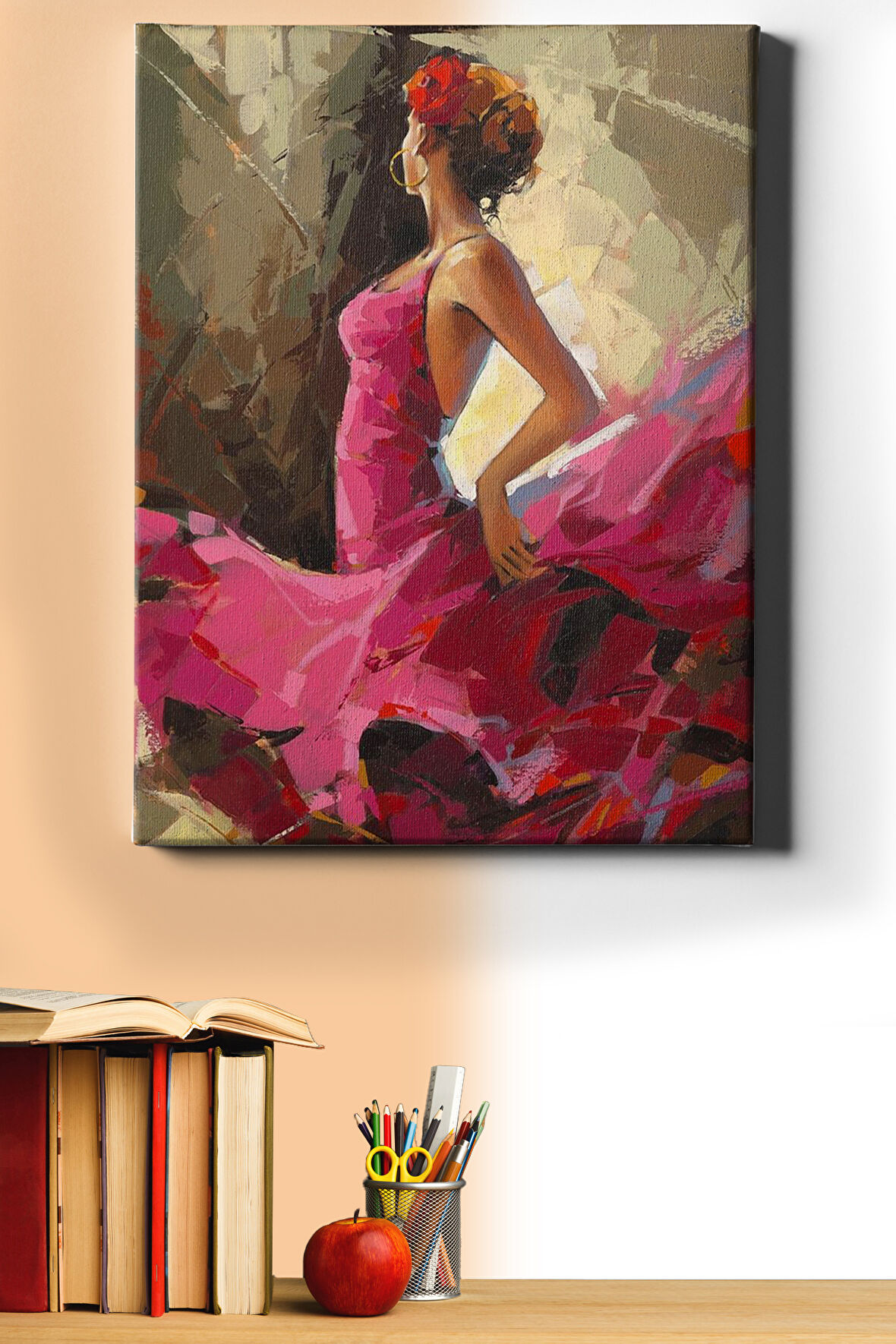 Sayılarla Boyama Seti Kasnaklı Pembe Elbiseli Kadın 40 X 50 Cm