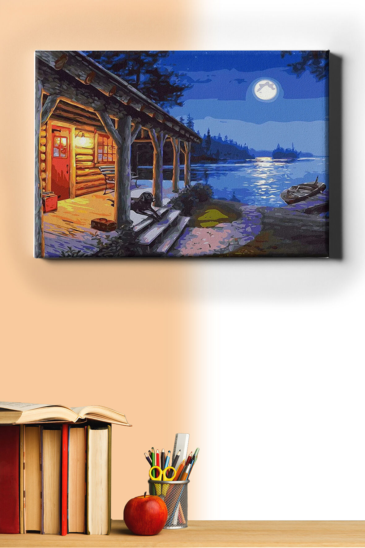 Sayılarla Boyama Seti Kasnaklı Sahildeki Baraka 60 X 75 Cm