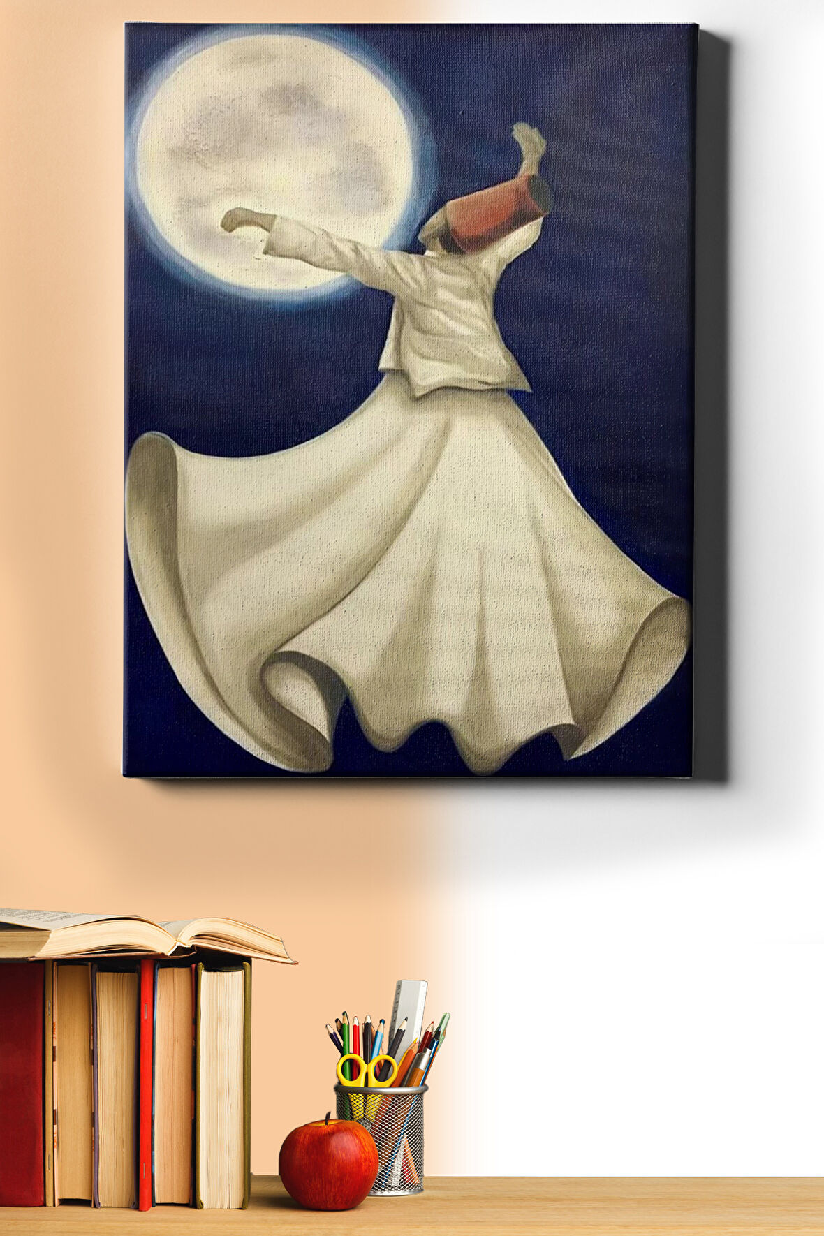 Sayılarla Boyama Seti Kasnaklı Semazen Ve Ay 60 X 75 Cm