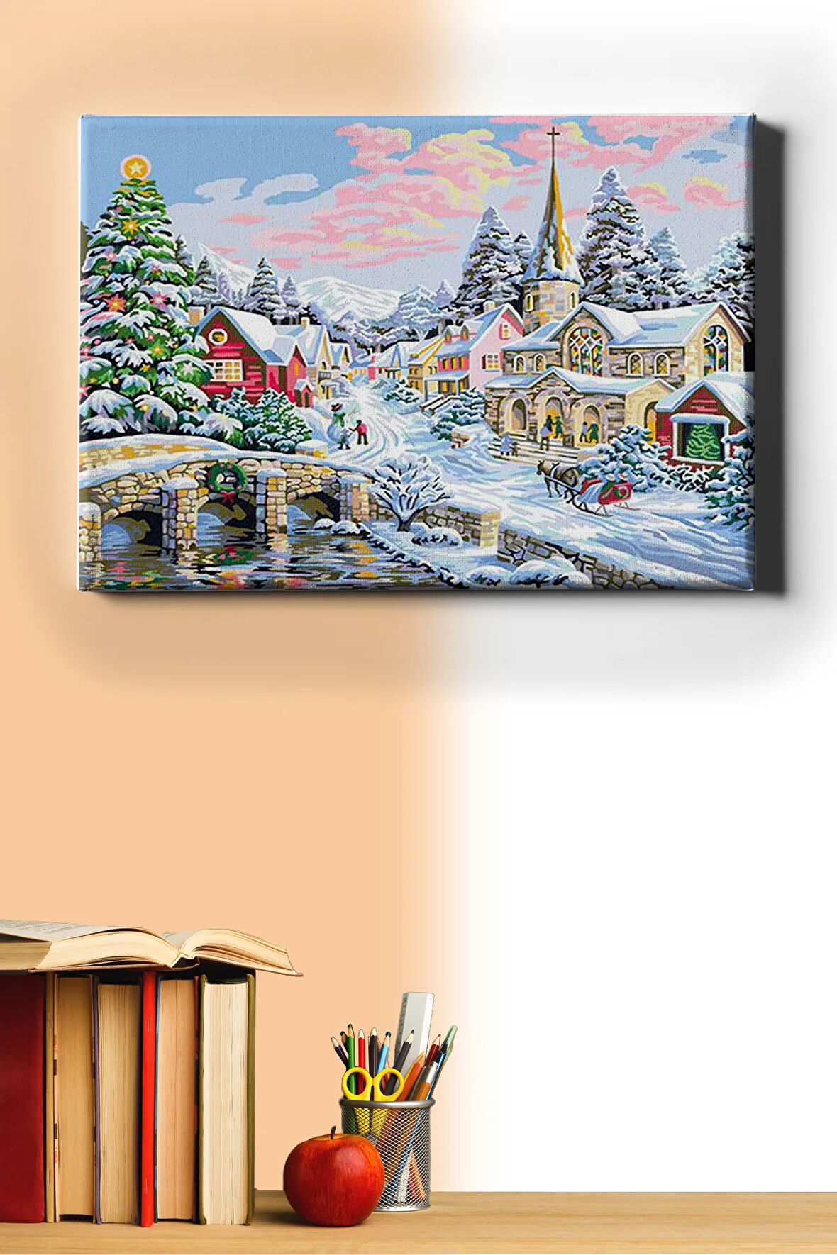 Sayılarla Boyama Seti Kasnaklı Kasabada Kış Keyfi 60 X 75 Cm