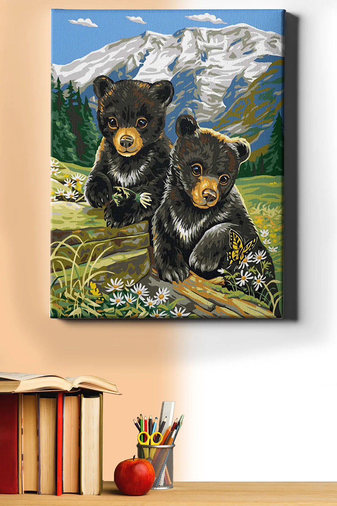 Sayılarla Boyama Seti Çerçevesiz Meraklı Ayı Yavruları 60 X 75 Cm