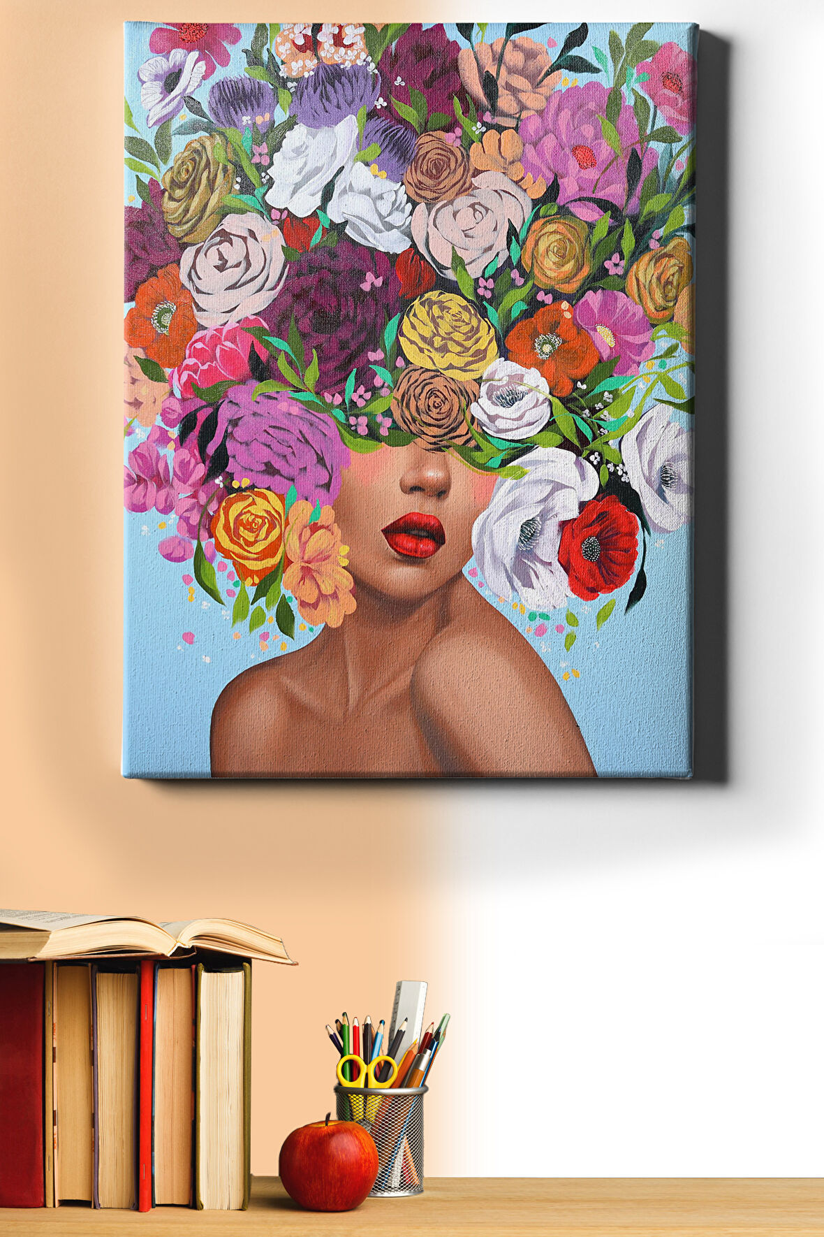 Sayılarla Boyama Seti Kasnaklı Çiçek Saçlı Kadın 40 X 50 Cm