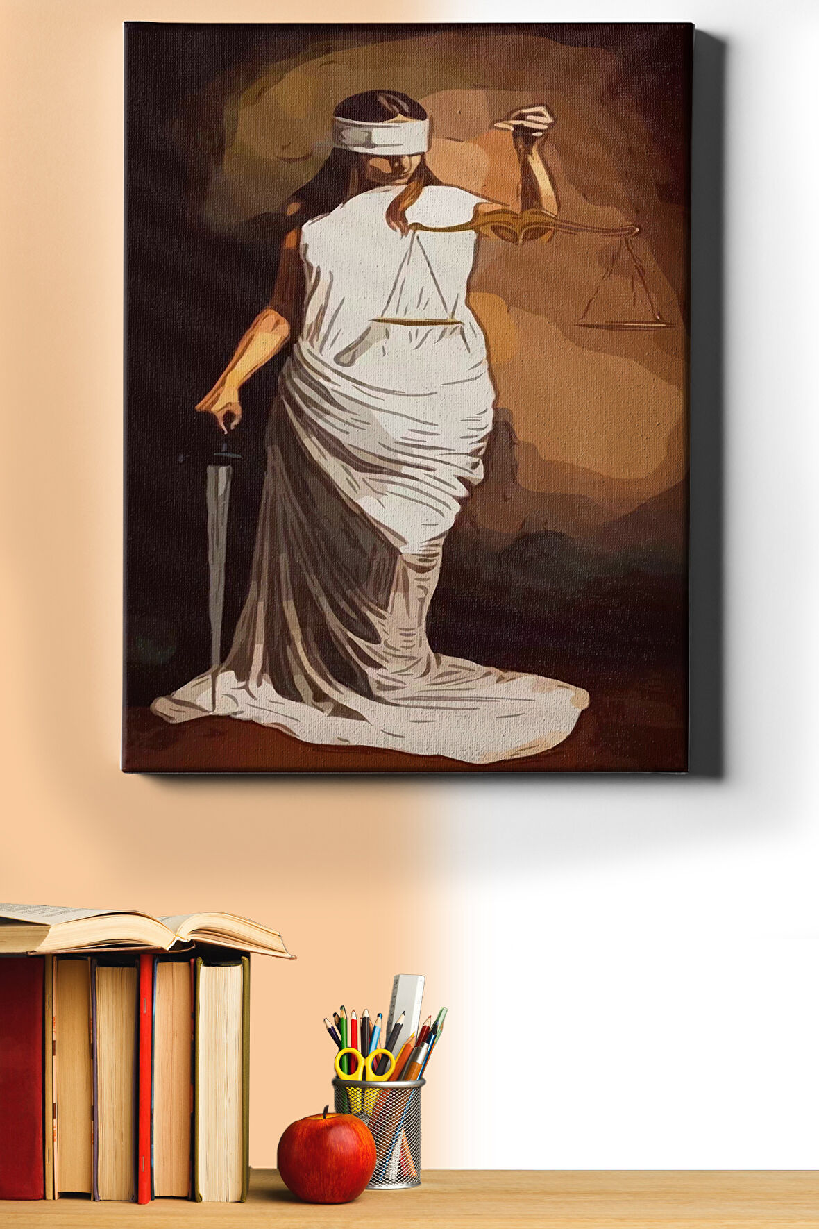 Sayılarla Boyama Seti Kasnaklı Adaletin Dengesi 60 X 75 Cm