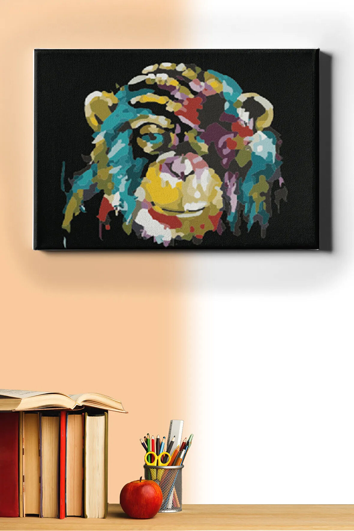 Sayılarla Boyama Seti Kasnaklı Şaşkın Maymun 60 X 75 Cm