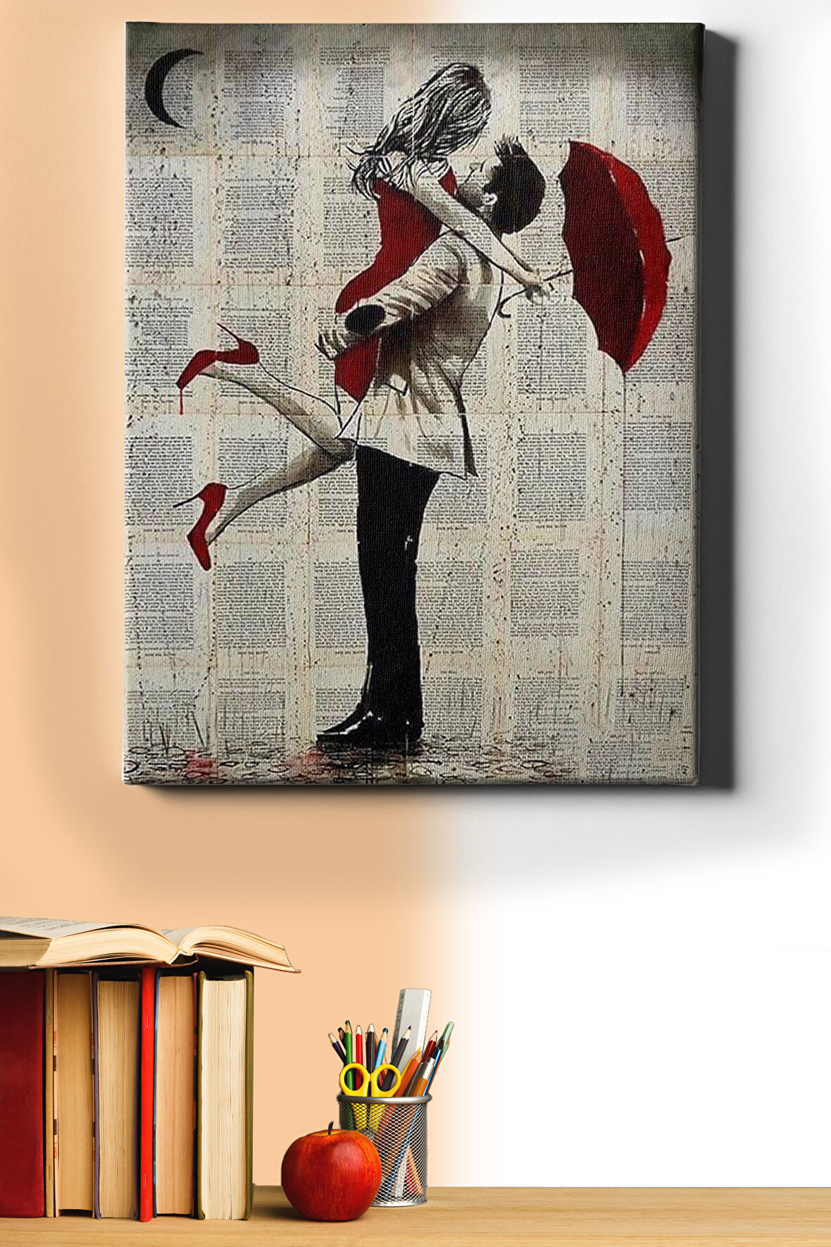 Sayılarla Boyama Seti Kasnaklı Aşk Ve Kırmızı Şemsiye 40 X 50 Cm