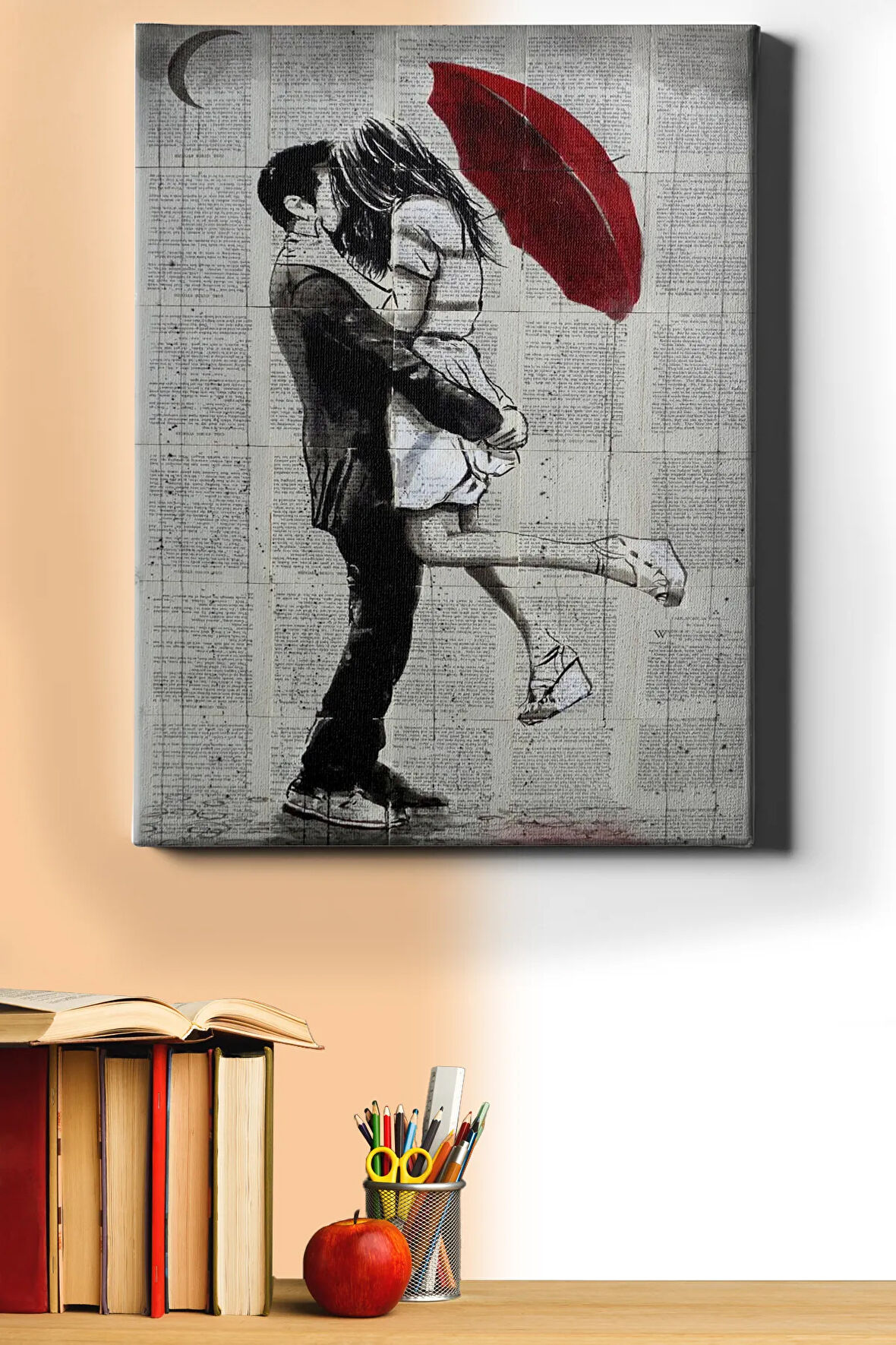 Sayılarla Boyama Seti Kasnaklı Aşk Ve Kırmızı Şemsiye 2 40 X 50 Cm
