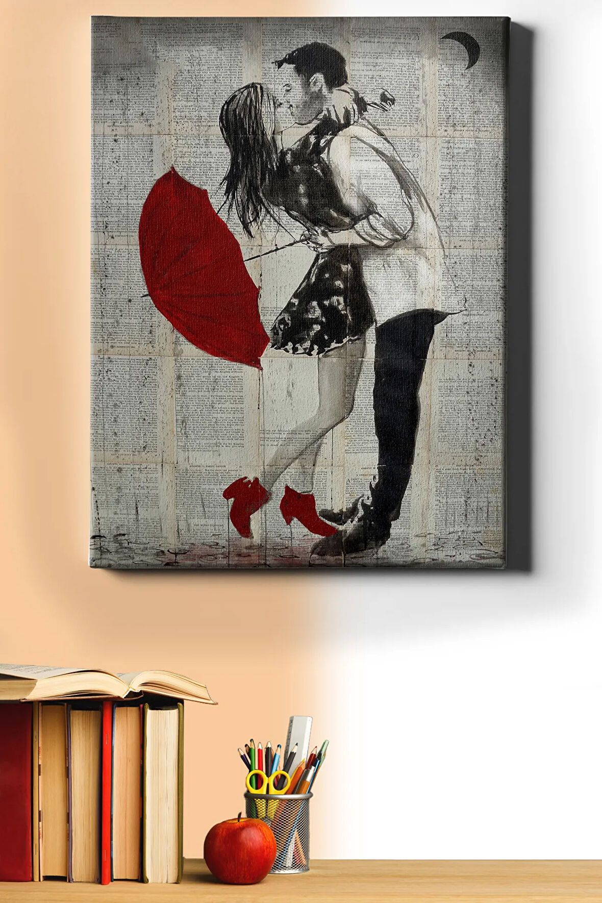 Sayılarla Boyama Seti Kasnaklı Aşk Ve Kırmızı Şemsiye 5 40 X 50 Cm