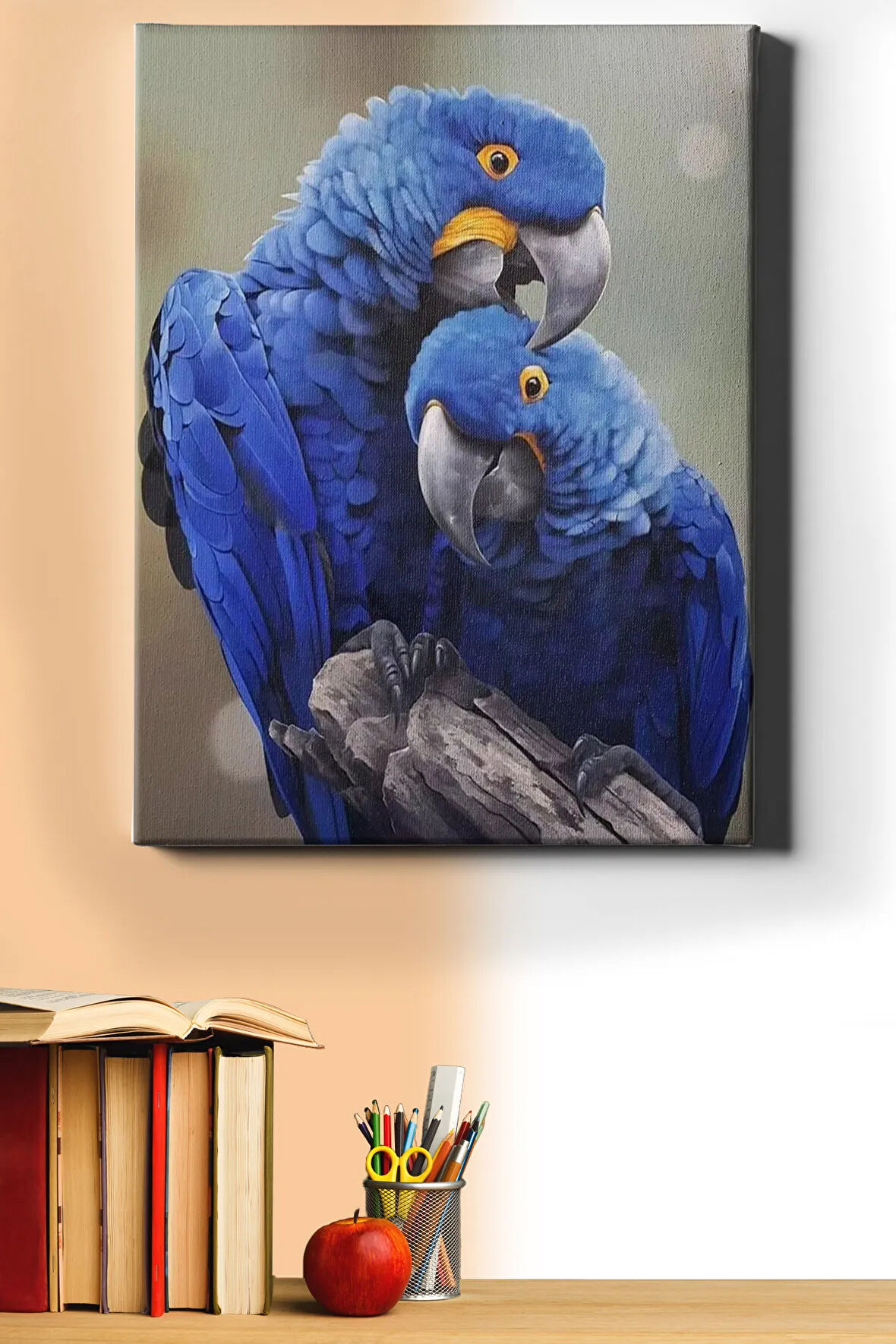 Sayılarla Boyama Seti Kasnaklı Orman Mavisi Papağanlar 60 X 75 Cm