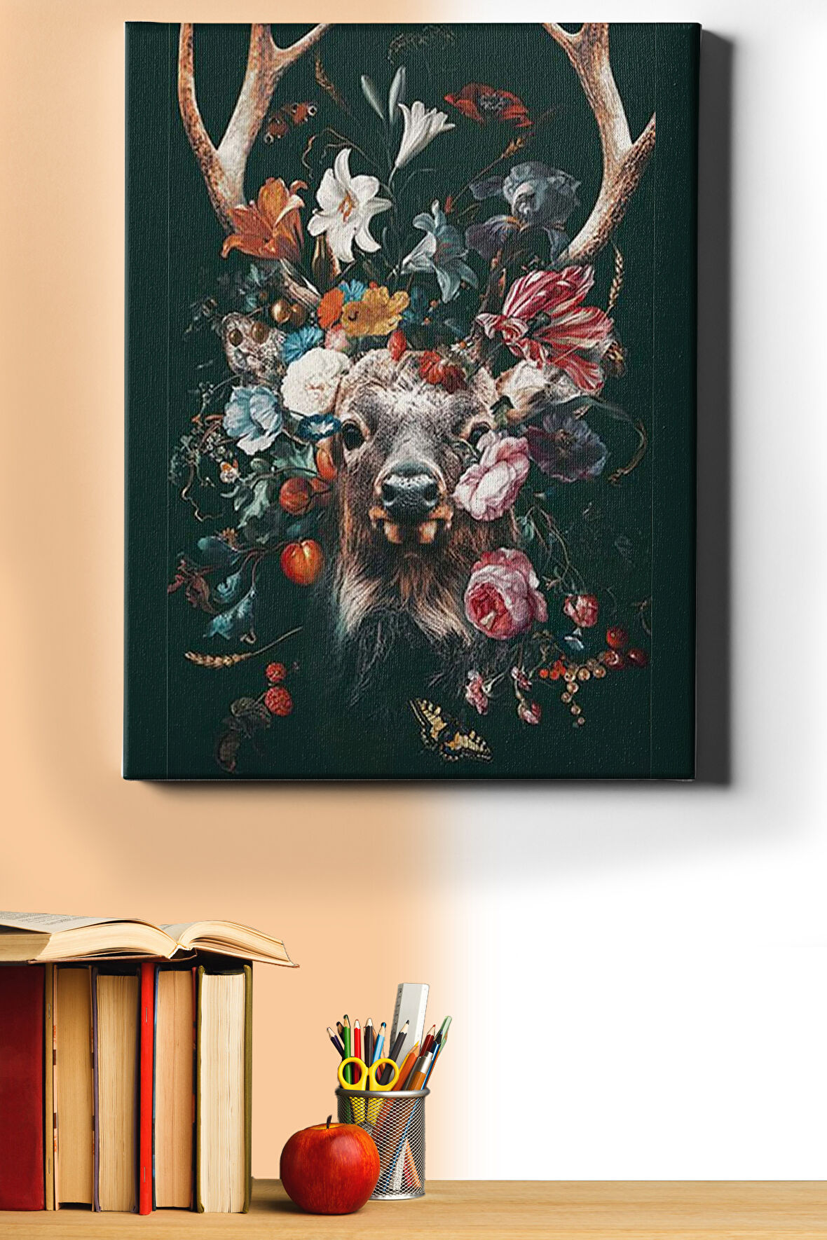 Sayılarla Boyama Seti Kasnaklı Geyik Ve Çiçekler 40 X 50 Cm