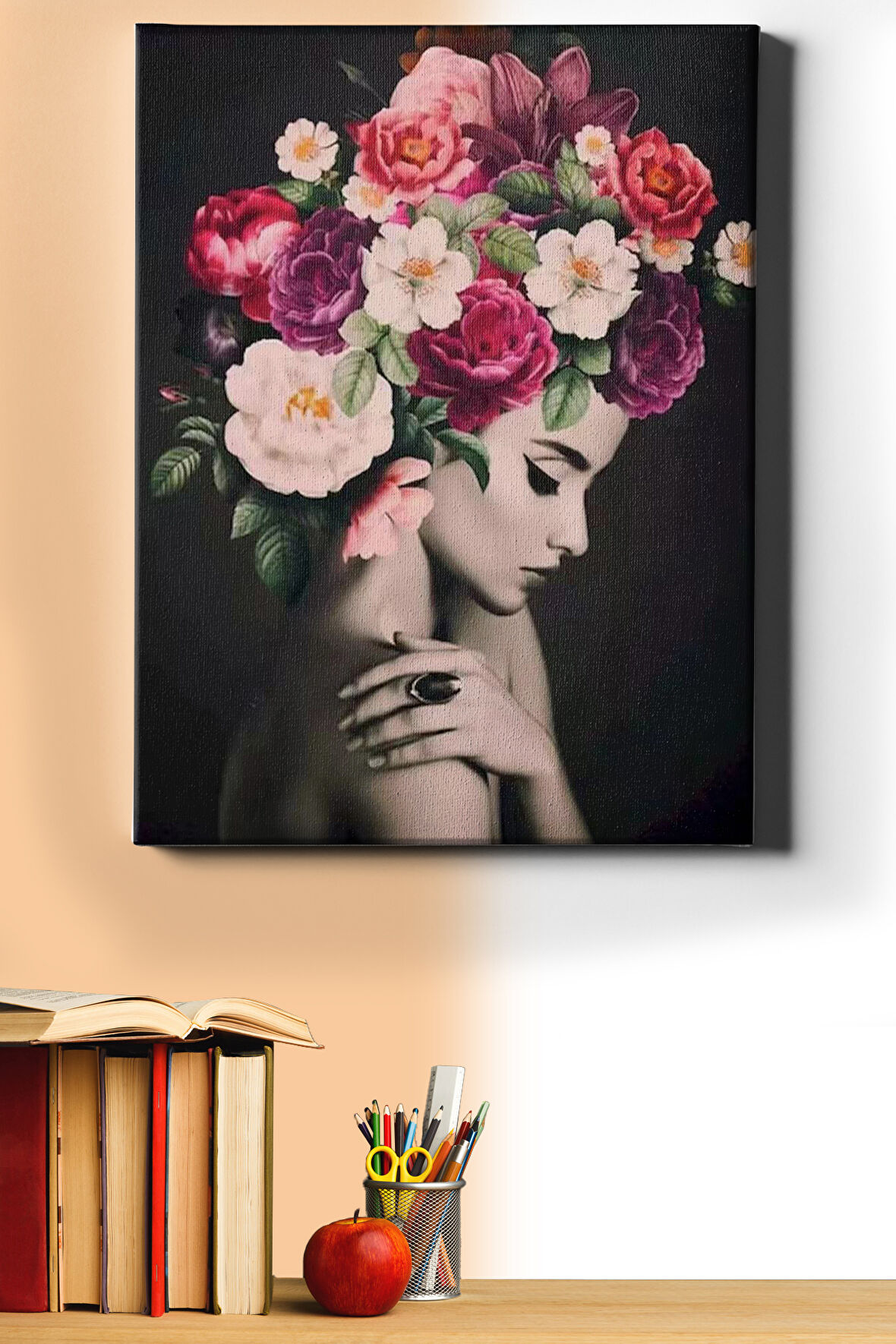 Sayılarla Boyama Seti Kasnaklı Çiçek Saçlı Kadın 5 50 X 65 Cm