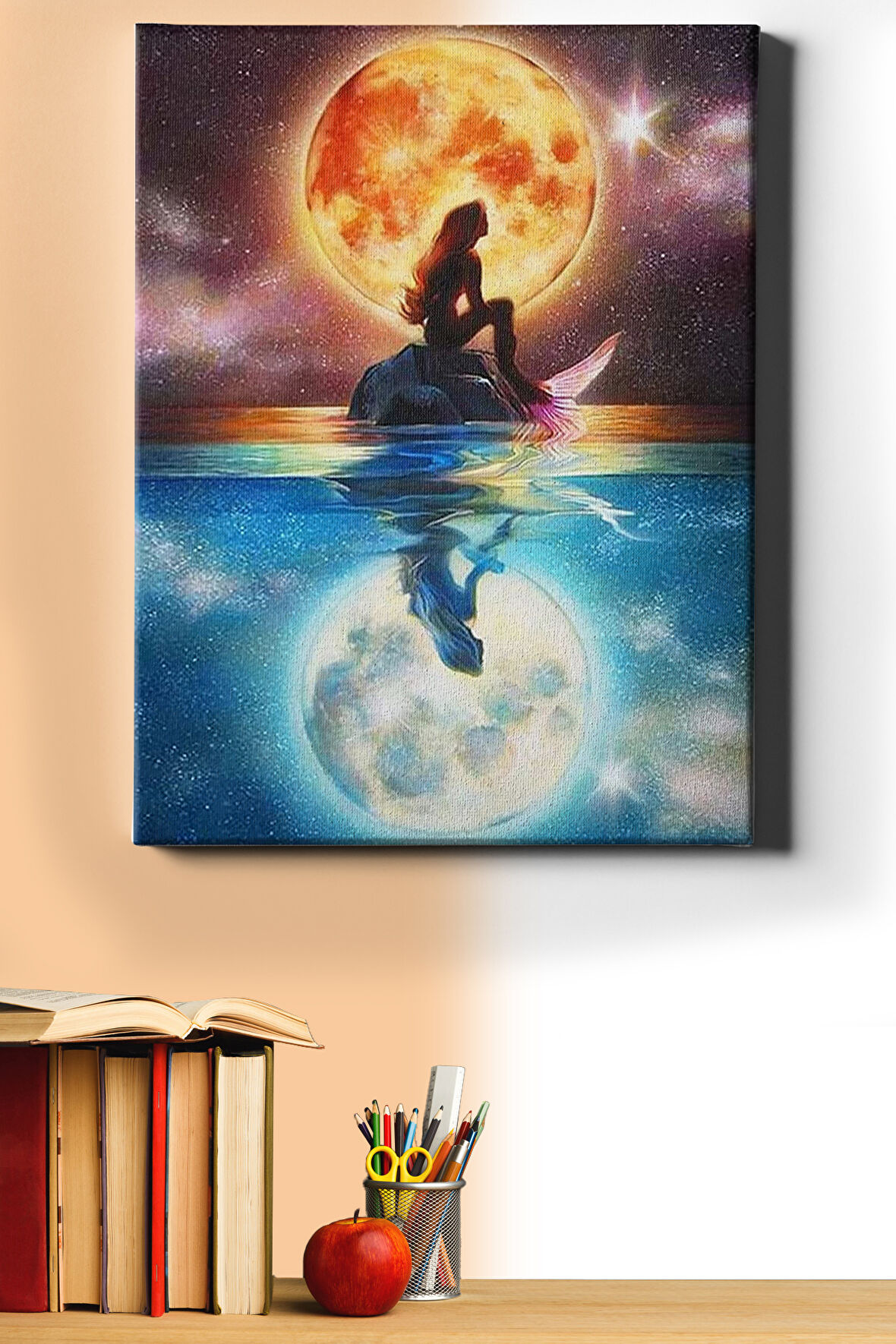 Sayılarla Boyama Seti Kasnaklı Dolunayda Denizkızı 40 X 50 Cm