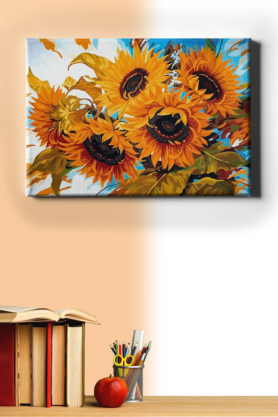 Sayılarla Boyama Seti Kasnaklı Ayçiçeklerin Sessizliği 60 X 75 Cm