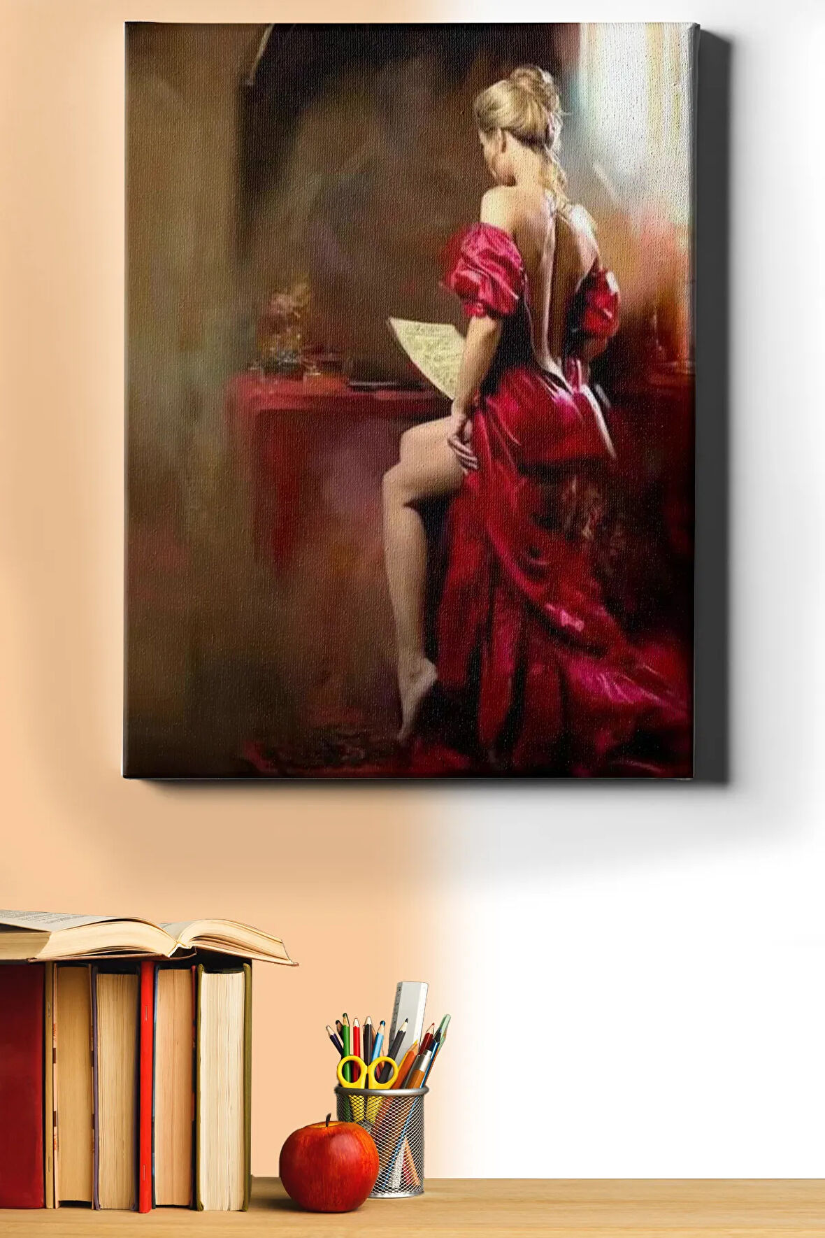 Sayılarla Boyama Seti Kasnaklı Kırmızılı Kadın 40 X 50 Cm