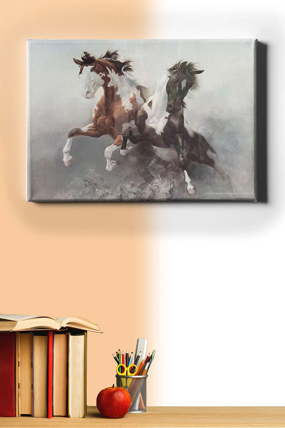 Sayılarla Boyama Seti Kasnaklı Şahlanan Atlar 60 X 75 Cm