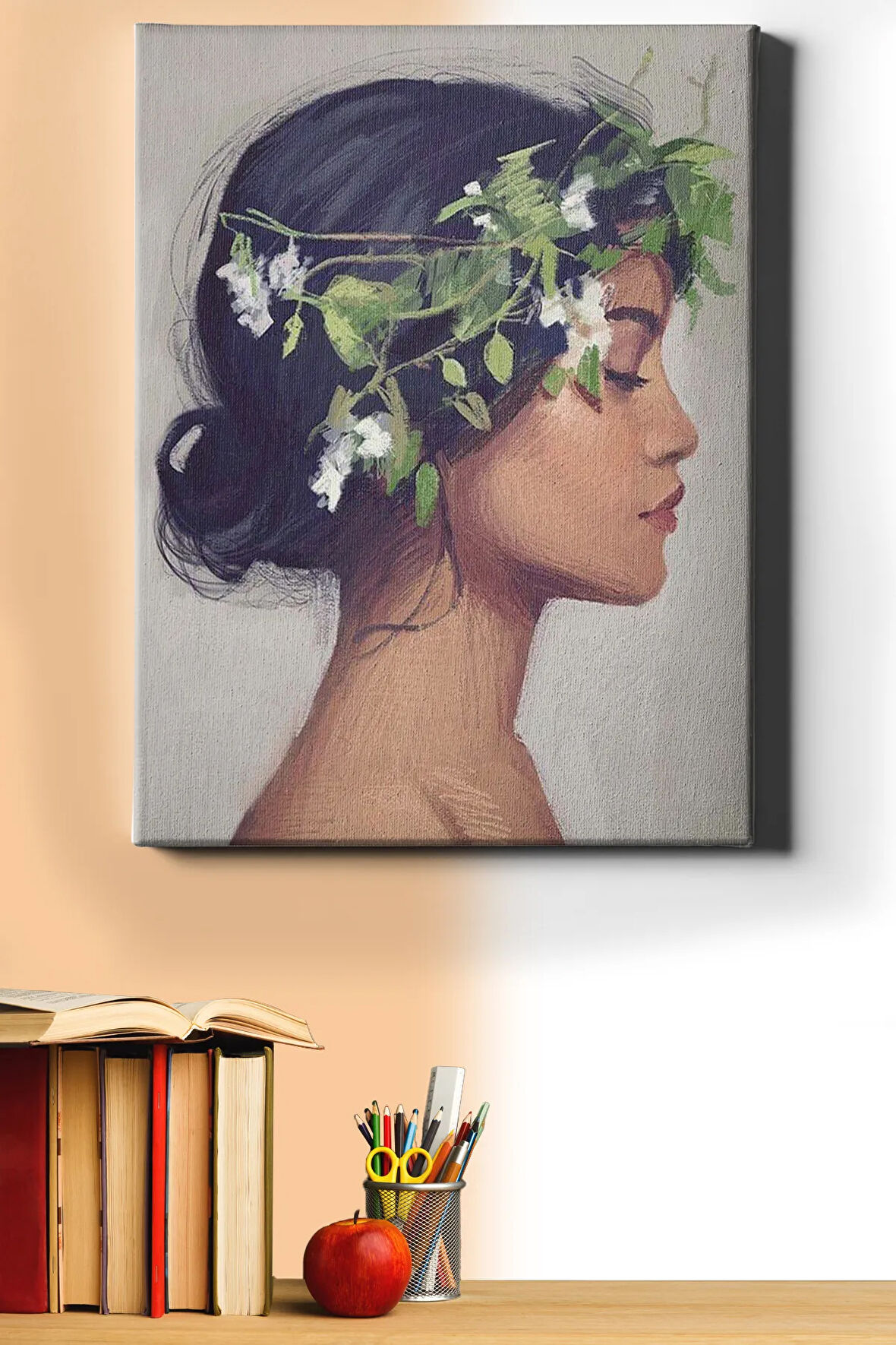 Sayılarla Boyama Seti Kasnaklı Çiçek Taçlı Kadın 60 X 75 Cm