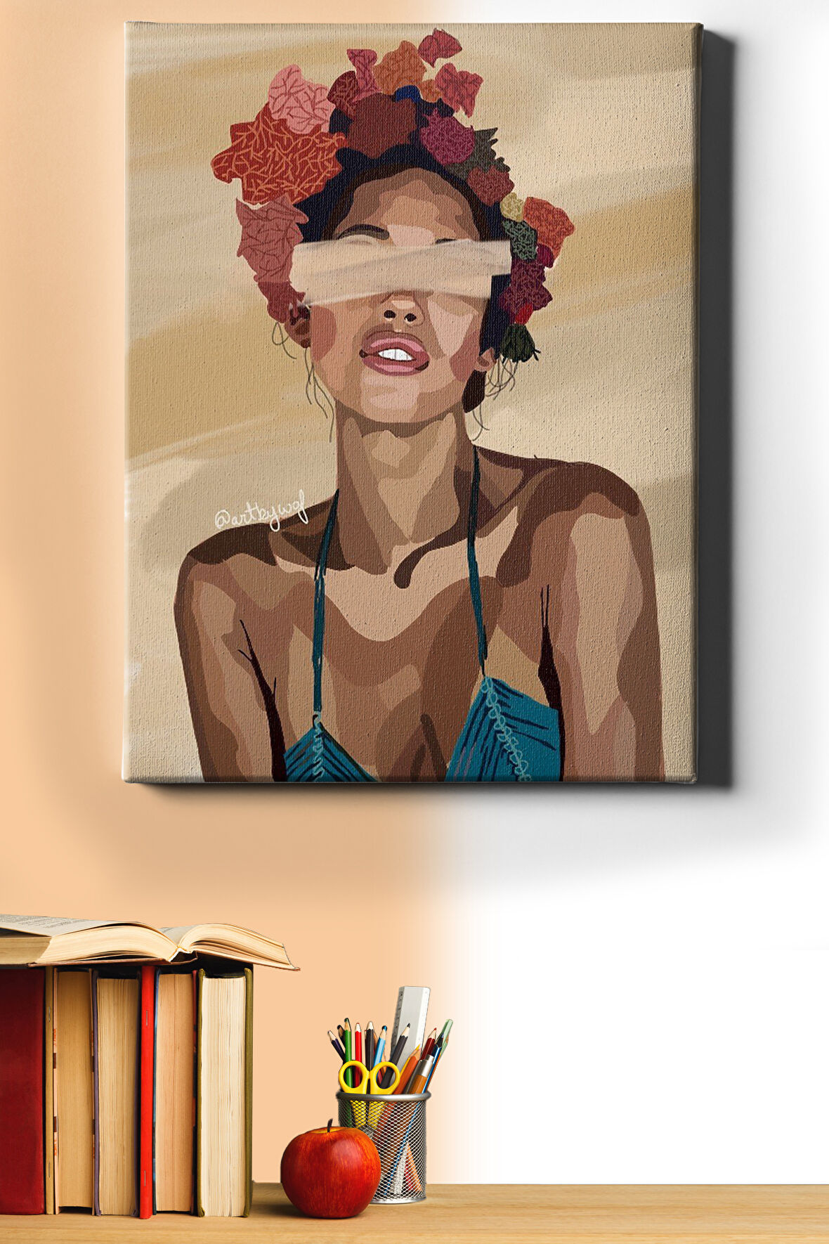 Sayılarla Boyama Seti Kasnaklı Pastel Renk Kadın 60 X 75 Cm