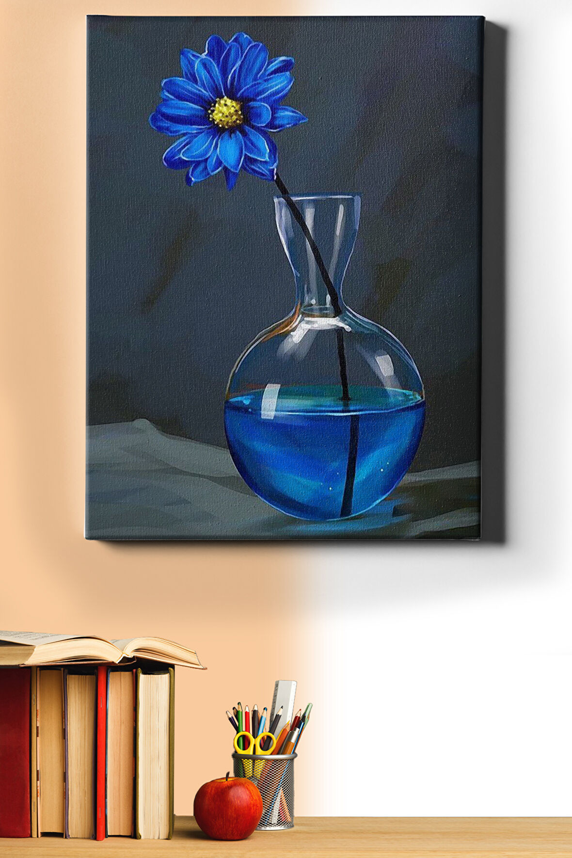 Sayılarla Boyama Seti Kasnaklı Mavi Ve Çiçek 60 X 75 Cm