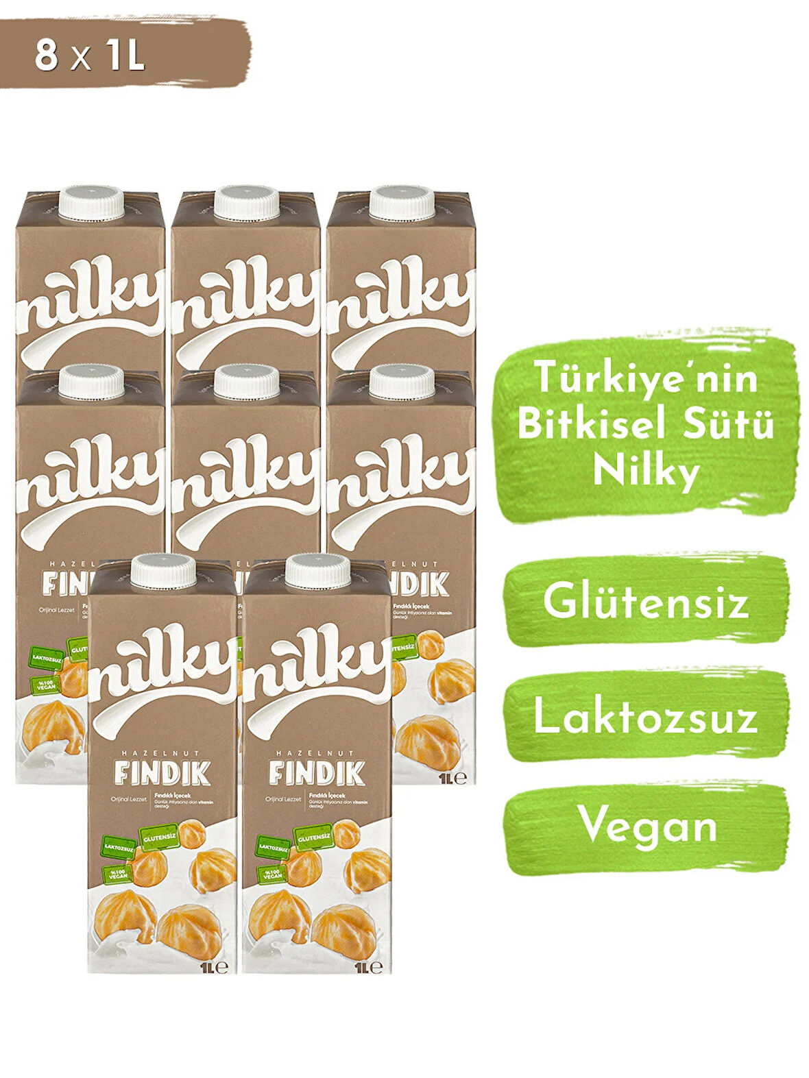 Nilky Fındık Sütü Glütensiz Bitkisel Bazlı Laktosuz Vegan 8x1 lt