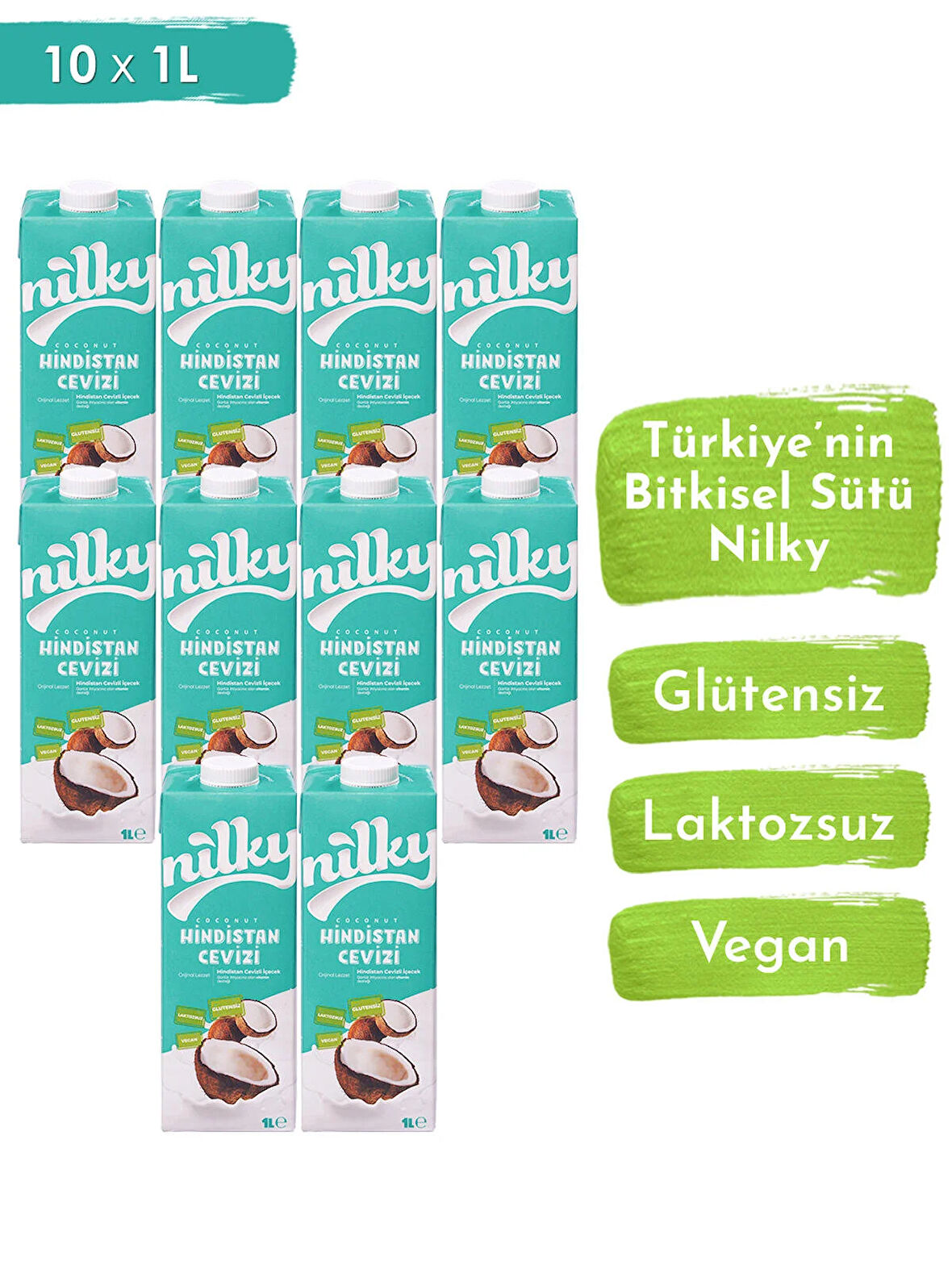 Nilky Hindistan Cevizi Sütü Glütensiz Bitkisel Bazlı Laktosuz Vegan 10x1 lt